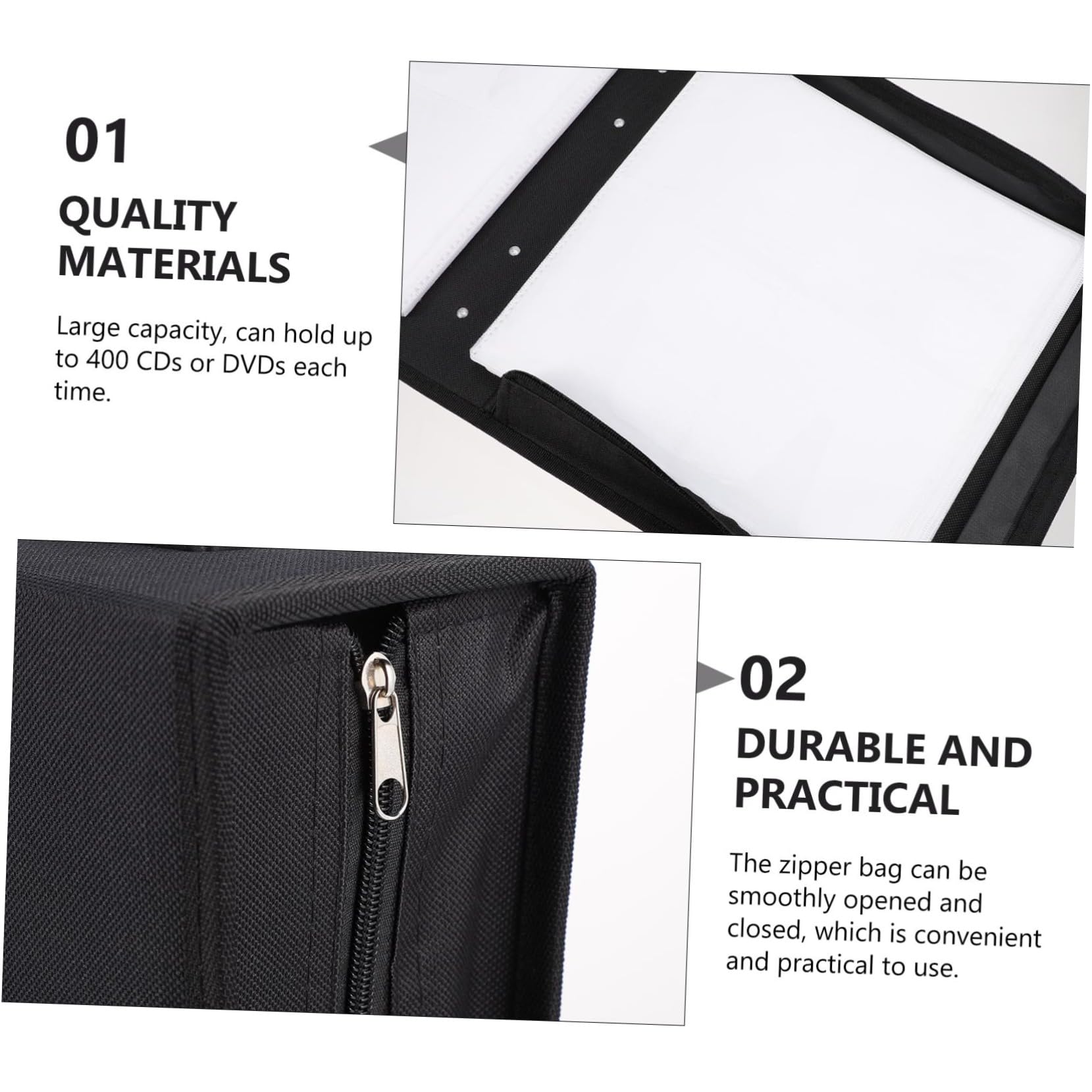 DECHOUS Boîtier Dvd/cd de Rangement 240 Pièces en Cuir PU Noir