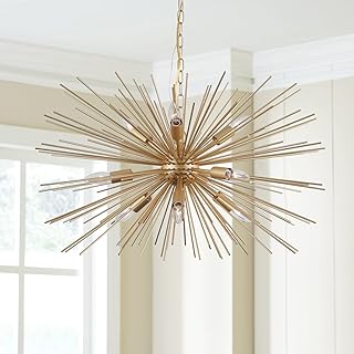 Gold Starburst Chandelier,9-Light Sputnik Chandelier Light Fixture Firew...