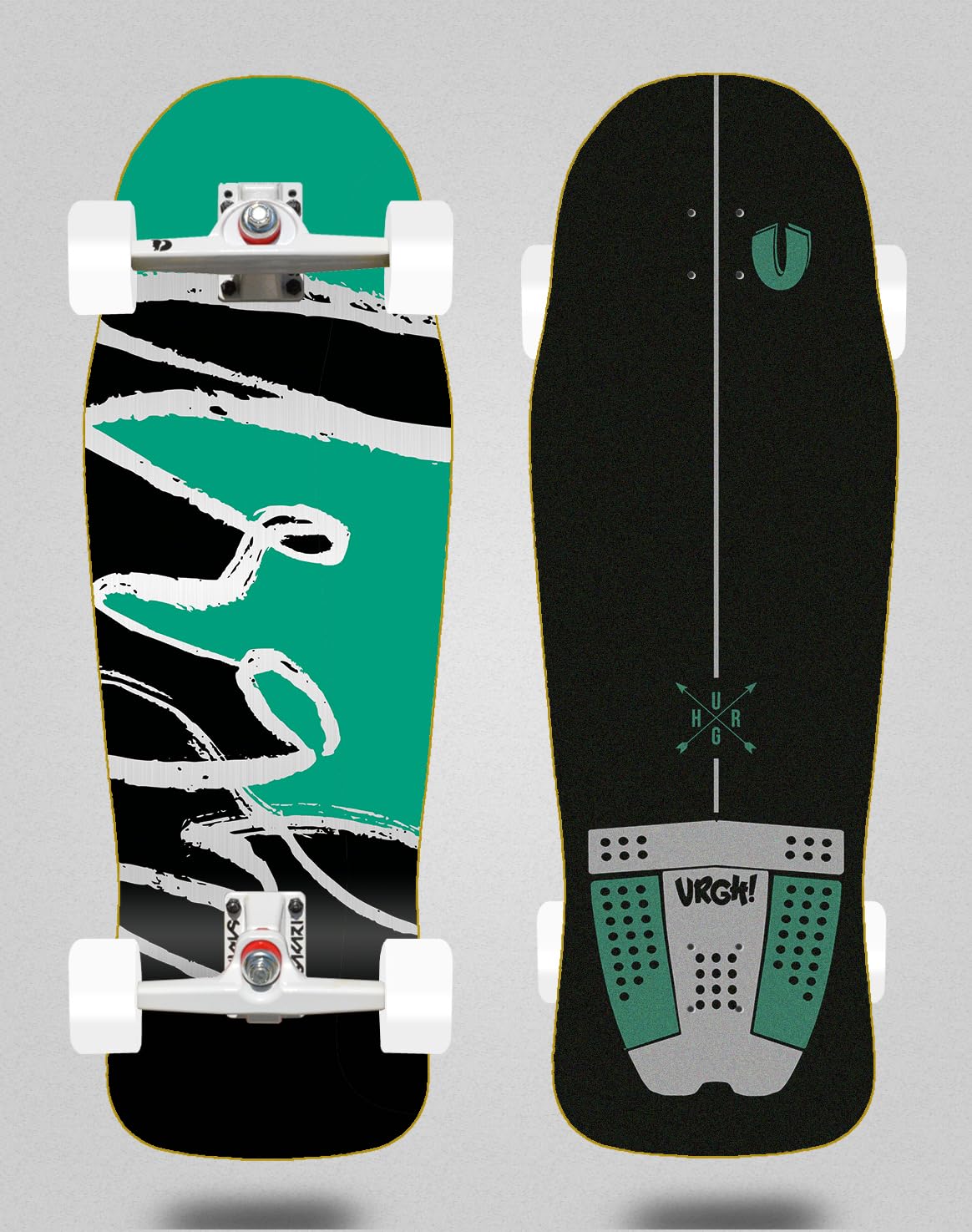 Urgh Surfskate Complete with SGI Surf Skate Trucks Tone Black Green Owski 10.34x30.54