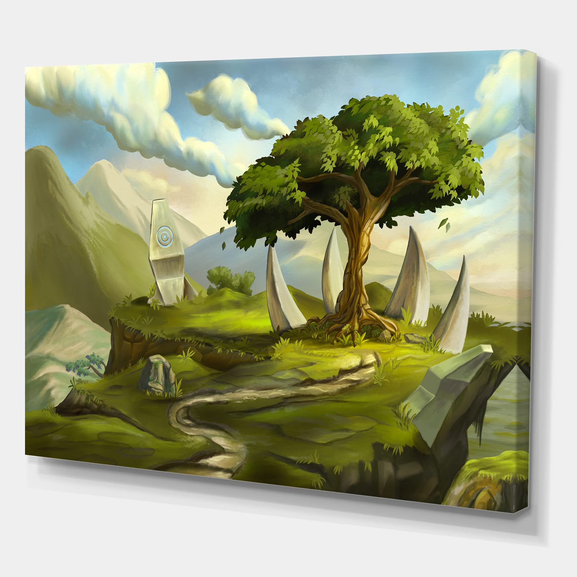 ウォールアート 風景画 Amazon.co.jp: DesignQ 神聖な木 ファンタジー風景 伝統的なキャンバス