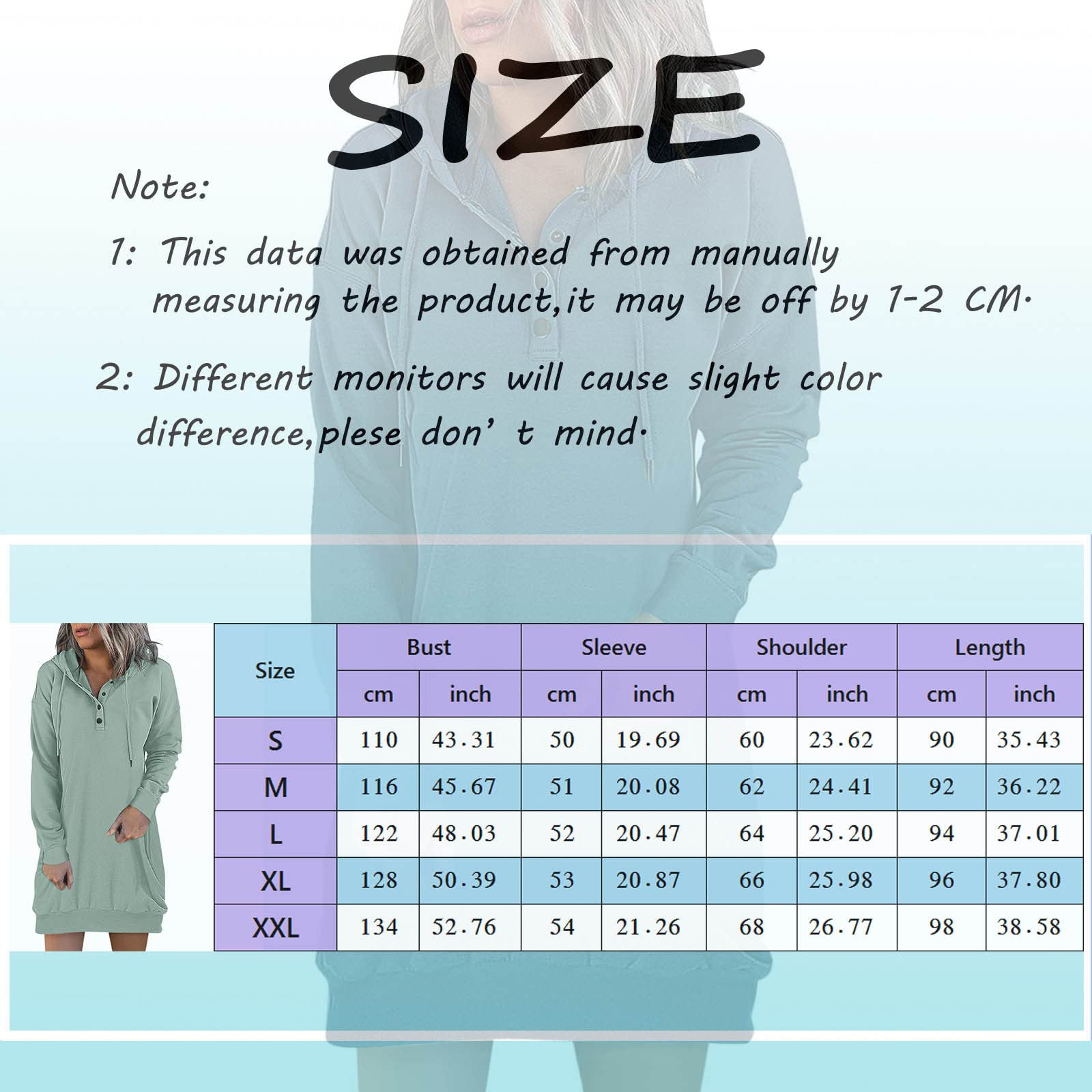 Generico con Cappuccio da Donna in Pile - Tunica da Donna Manica Lunga Top | Hoodie Tinta Unita Moda Casual Tasche Casa Con Bottoni Termica Abbigliamento Autunno Invernale Outdoor