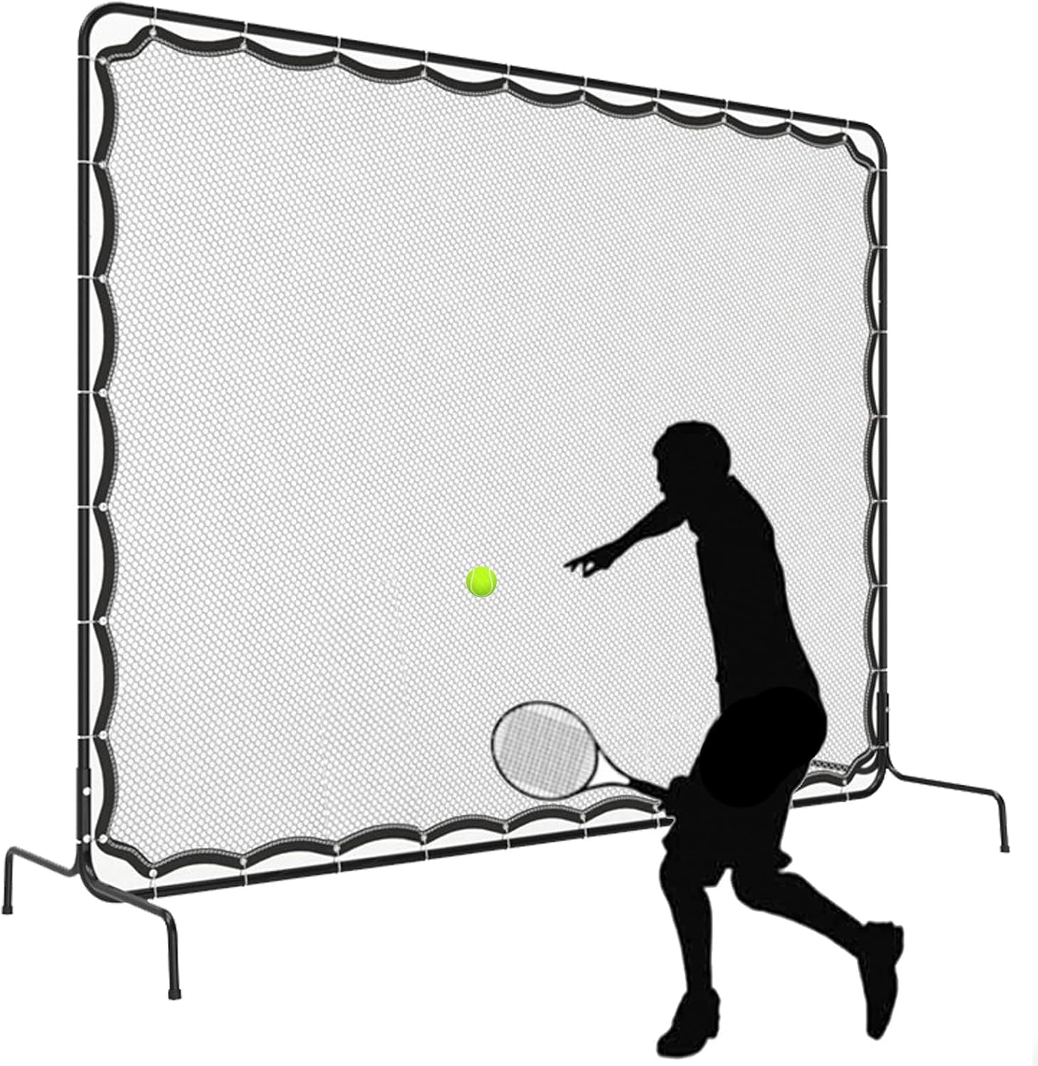 Tennis Rebound Net Equipment Set - 9.6 x 7Ft Rebounder Net for Tennis & Racquet Sports Ball & Pickleball, Multi-Sport Training Bounce Back Net (Balls and Rackets Not Included)