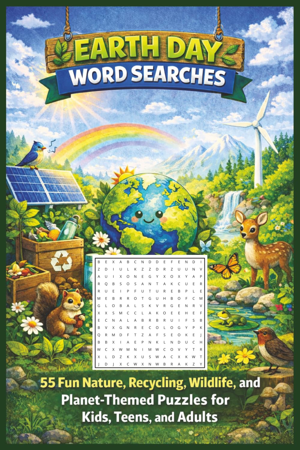 Earth Day Word Search: 55 Fun Nature, Recycling, Wildlife, and Planet-Themed Puzzles for Kids, Teens, and Adults