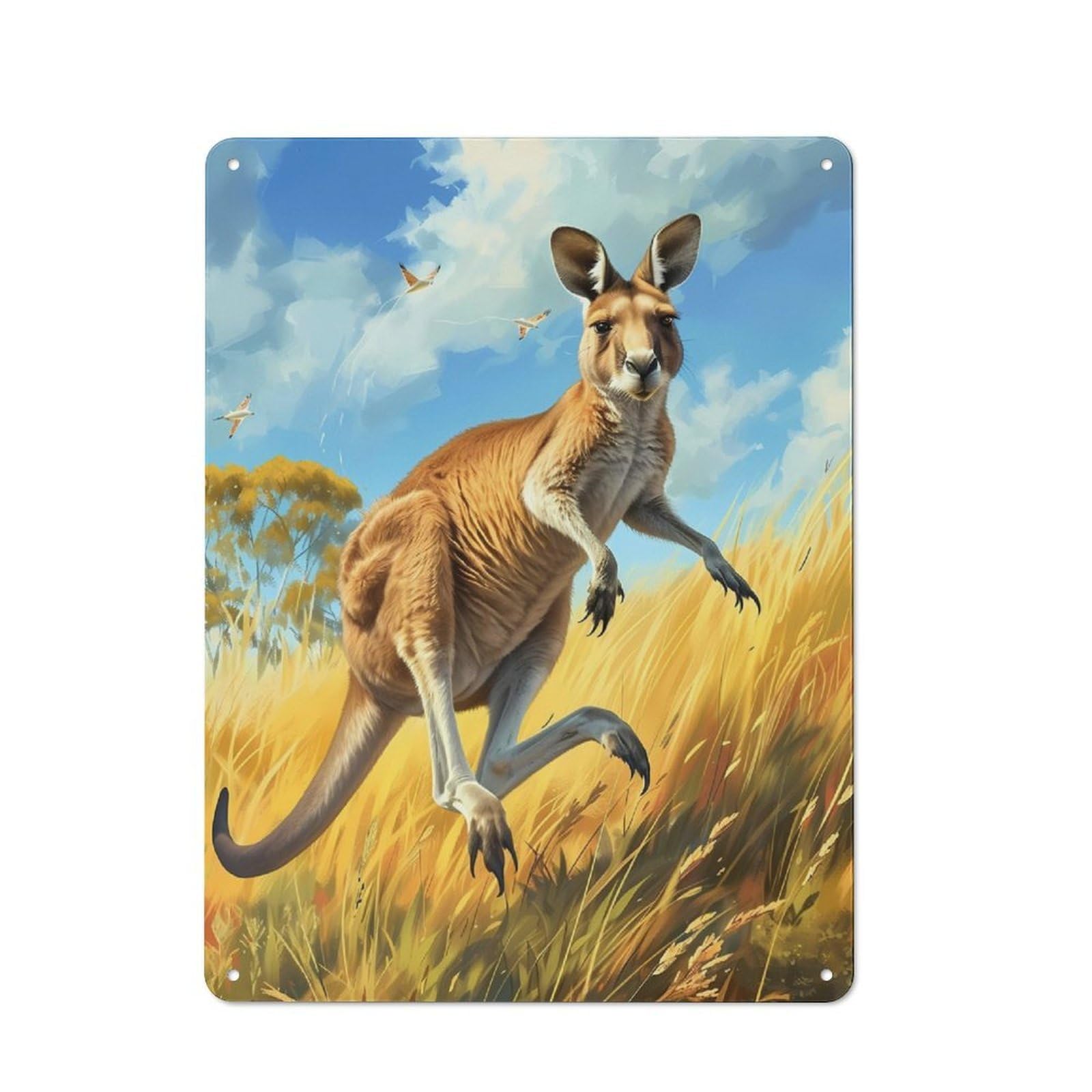 Junmoney Dynamic Kangaroo Loft Style Metal Wall Decor 40X30cm, Decorative Metal Plaque For Loft, Studio, Office Or Creative Room