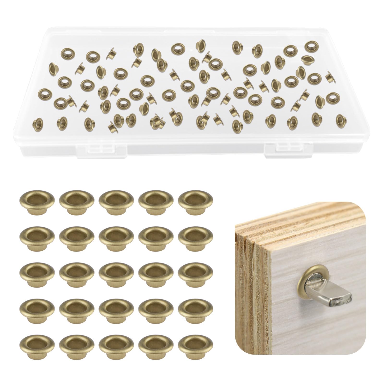 UFURMATE 200Pcs Gold Shelf Pin Caps with Hole Heavy Duty Shelf Pins Reinforcement Grommets for Bookshelf, Cabinet, Closet Shelves Bracket (7mm, Large Circle)