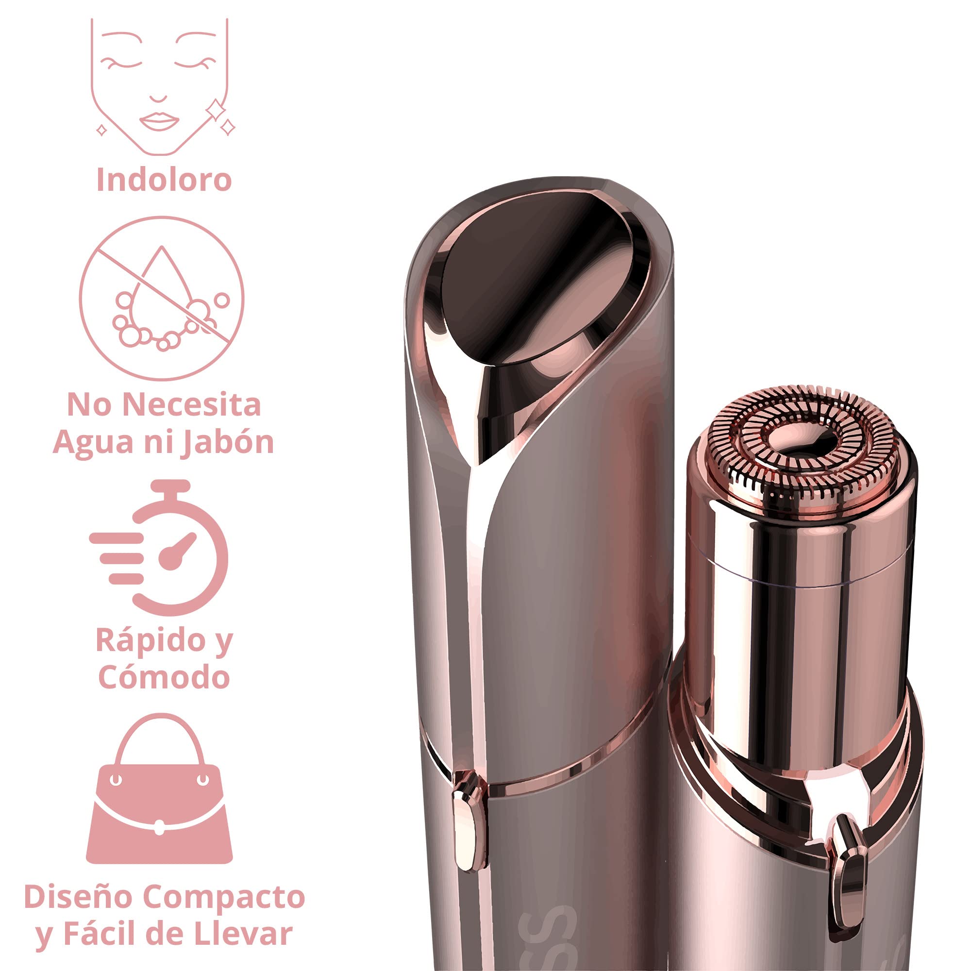Finishing Touch Flawless Depiladora Facial, Discreto, Indoloro y Apto para Pieles Sensibles, Rosa