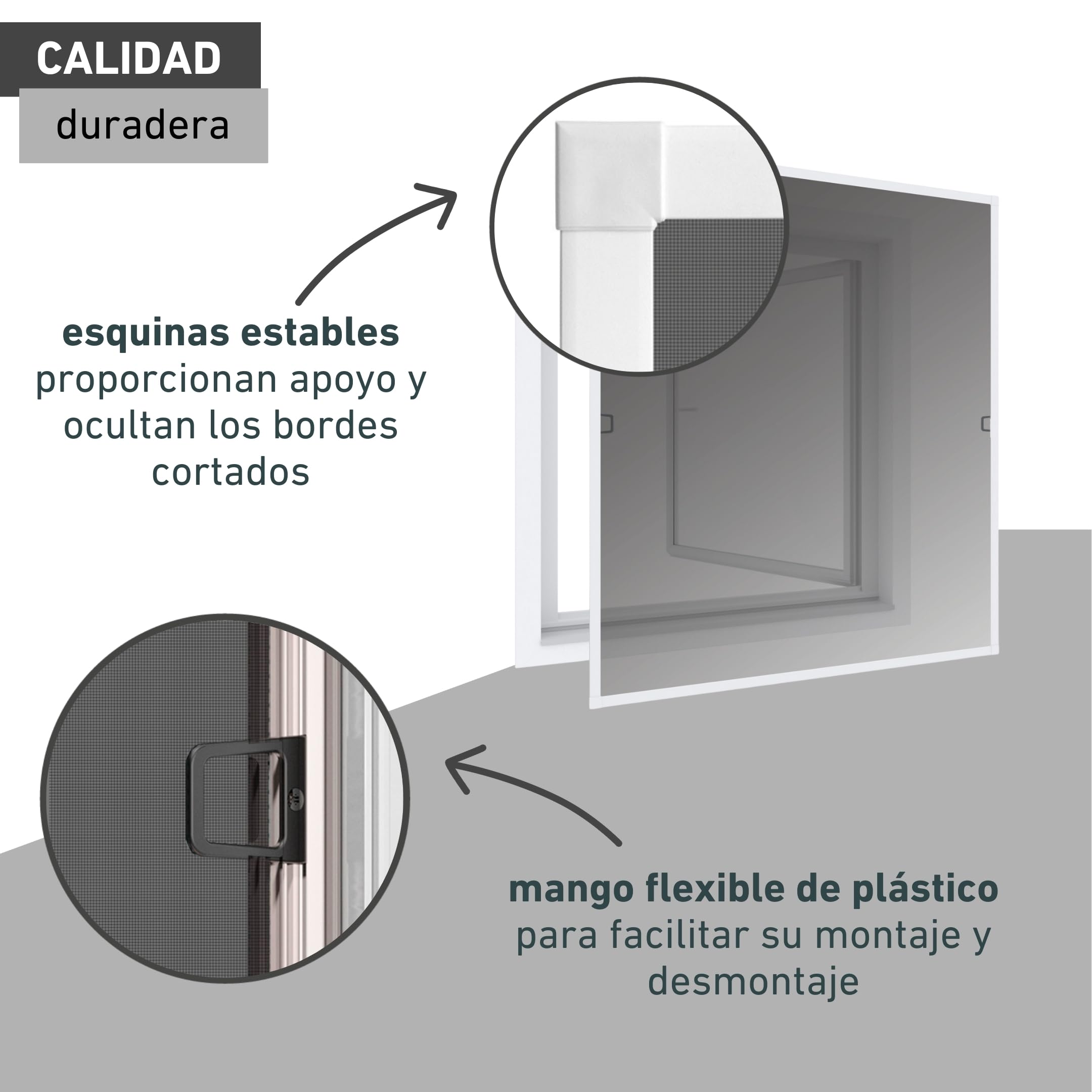 Windhager Mosquitera y Marco de protección Solar, Reduce la luz Solar, mosquitera, Marco de Aluminio para Ventanas, Kit de Montaje 140 x 150 cm, Color Blanco, 03286