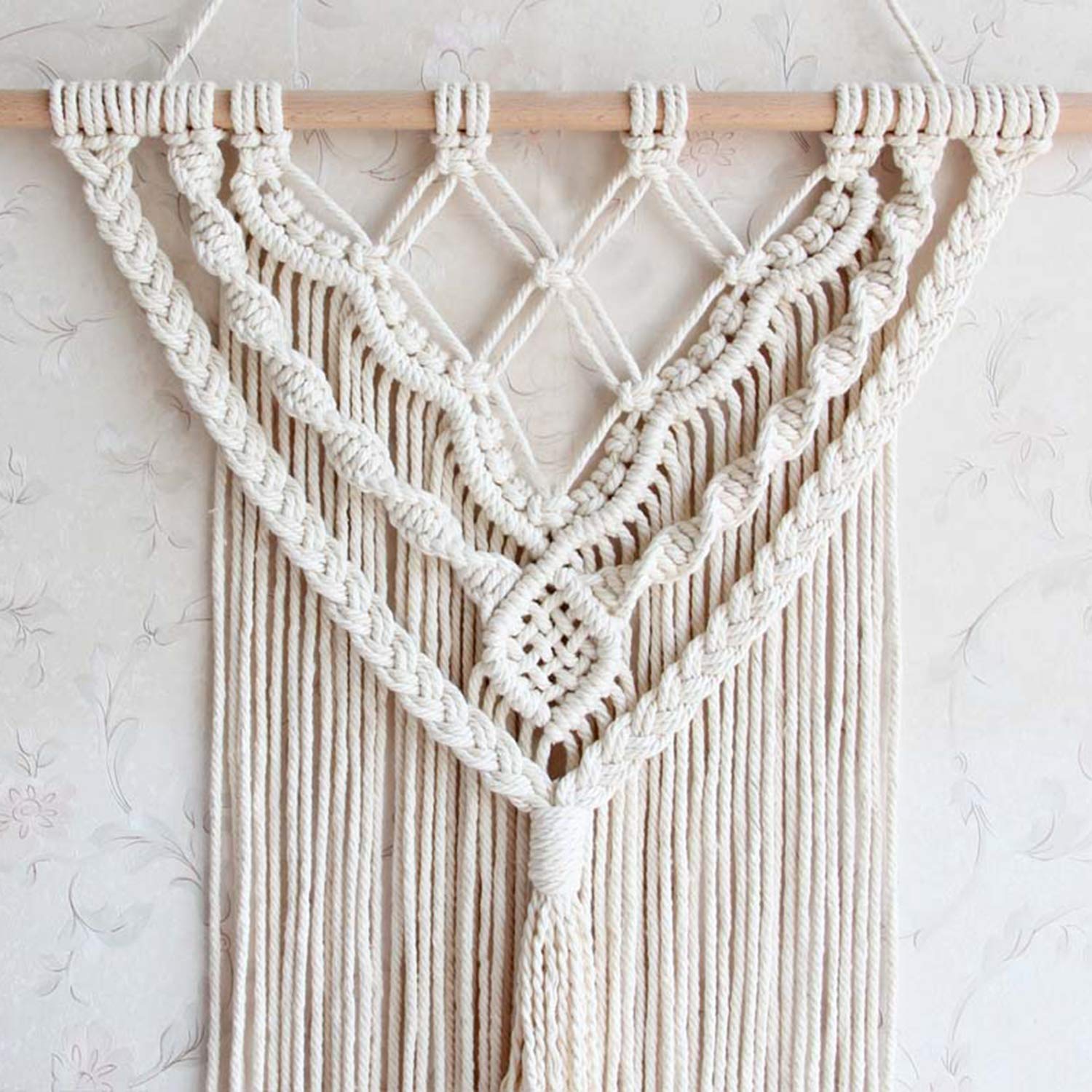 Appeso A Parete In Macramè Azteco, Tessuto A Mano In Cotone E Lino, 50x70 Cm, Con Nappe - Decorazione Boho Per Salotto O Camera