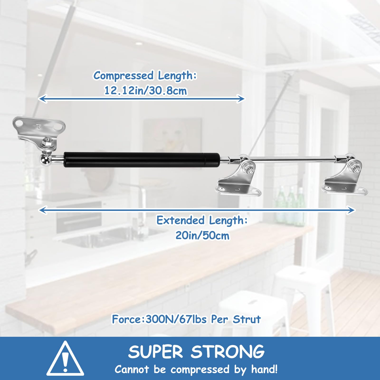 2 Piezas Amortiguador de Gas, 50cm 450N Amortiguador Hidráulico Puerta Cocina Amortiguadores Muebles Camper Pistones Gas Amortiguadores Maletero, Gas Struts Heavy Duty für Küchenrank, Kleiderschrank