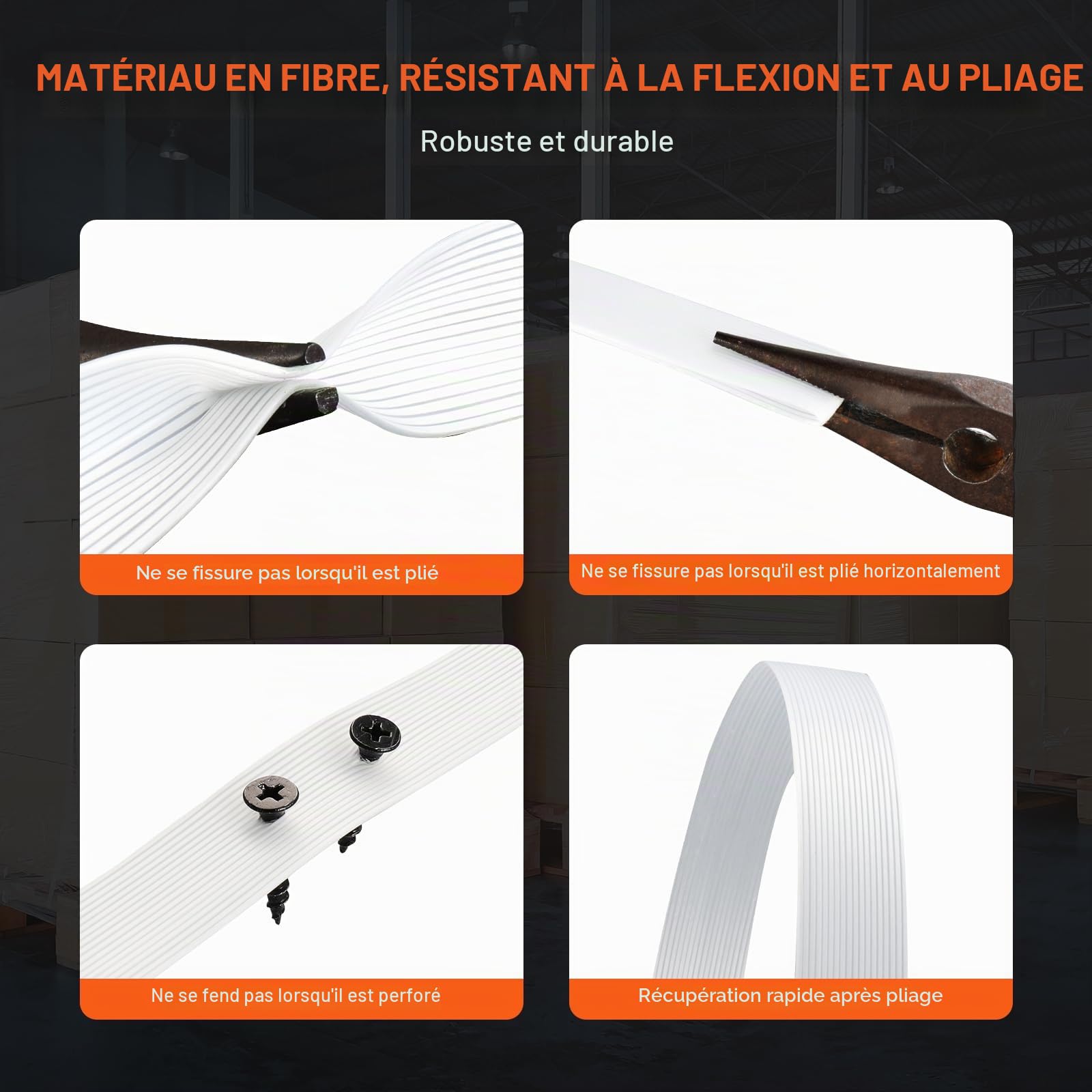 VEVOR Rouleau de cerclage en sangle tissée pour emballage, 200 m x 12,7 mm x 0,8 mm, bobine de cerclage robuste pour palettes, haute résistance 400 kg, feuillard de cerclage tressé portable, blanc