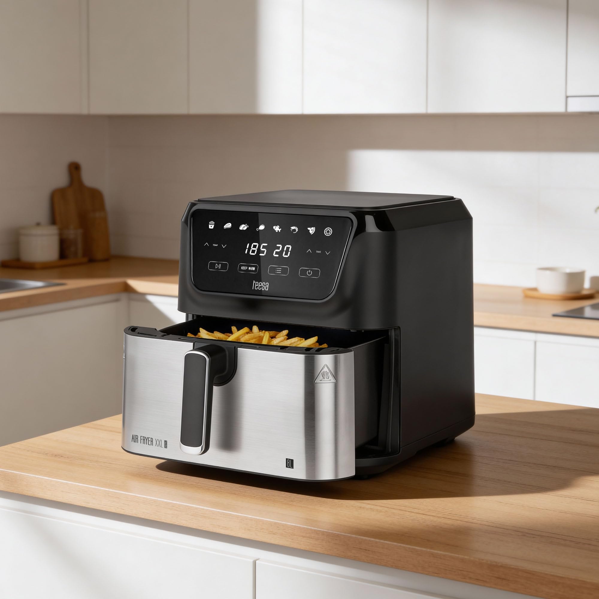 Teesa Frytkownica Beztłuszczowa DIGITAL AIR FRYER XXL Moc 1700W 8L Duża Misa 8 Programów Gotowania