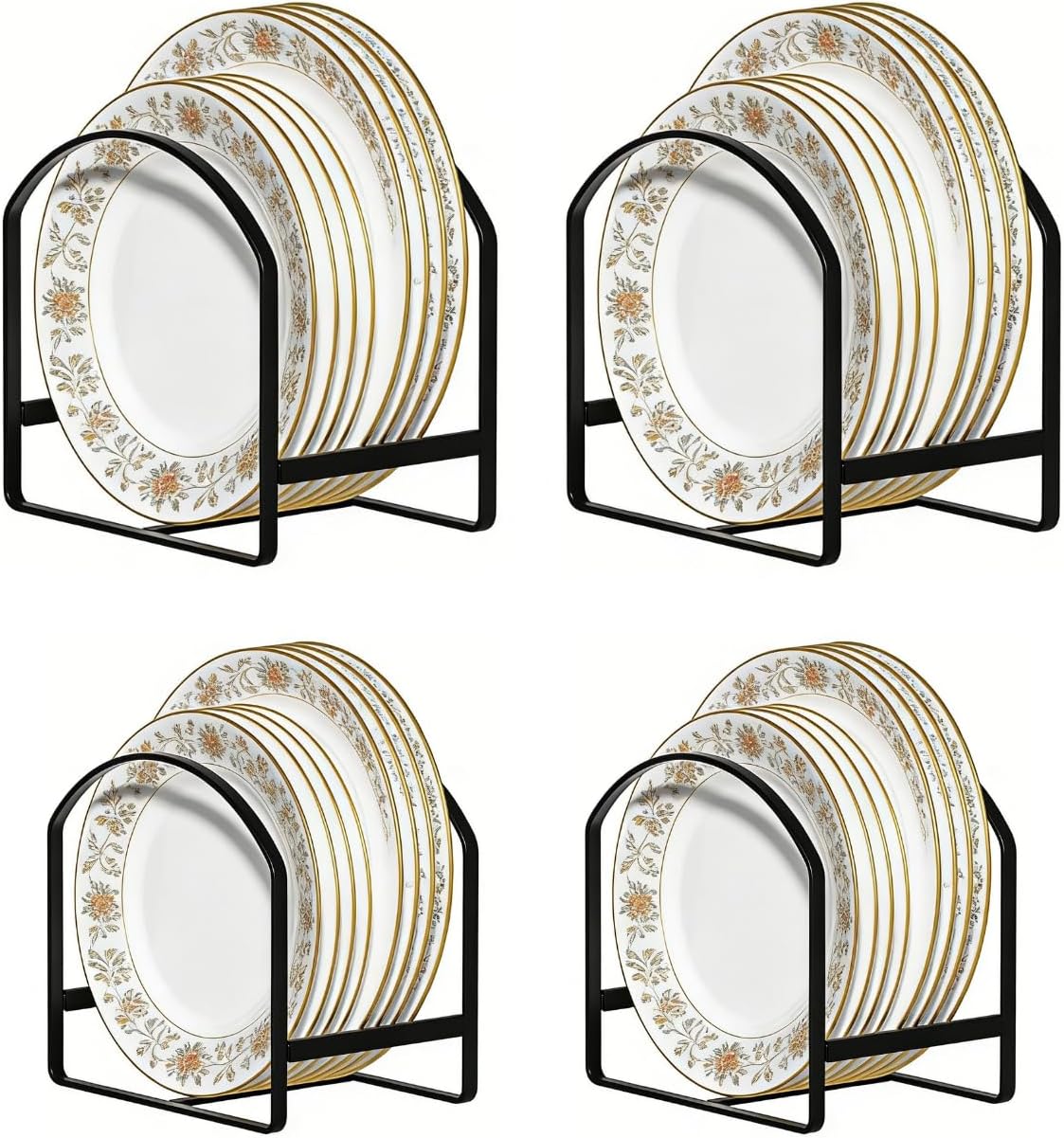 Amazon.com - 4 Pack Kitchen Plate Holder Organizer for Cabinet Space ...