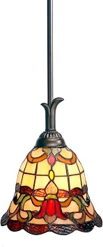 Dale Tiffany TH70101 Freeport Mini Pendant Light, Antique Bronze and Art Glass Shade, Red