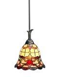 Dale Tiffany TH70101 Freeport Mini Pendant Light, Antique Bronze and Art Glass Shade, Red
