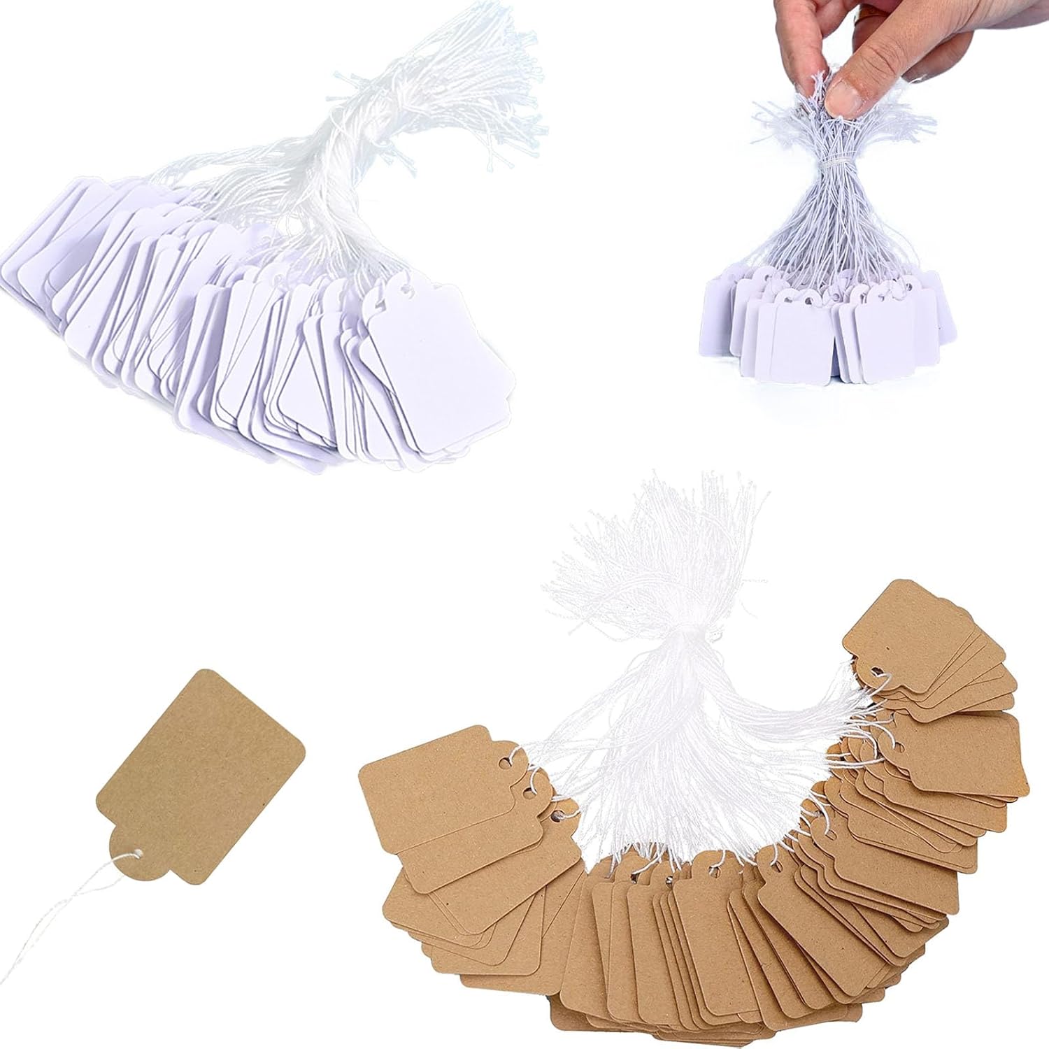 400Pcs Tags with String, Brown Paper Price Tag White Price Tags with
