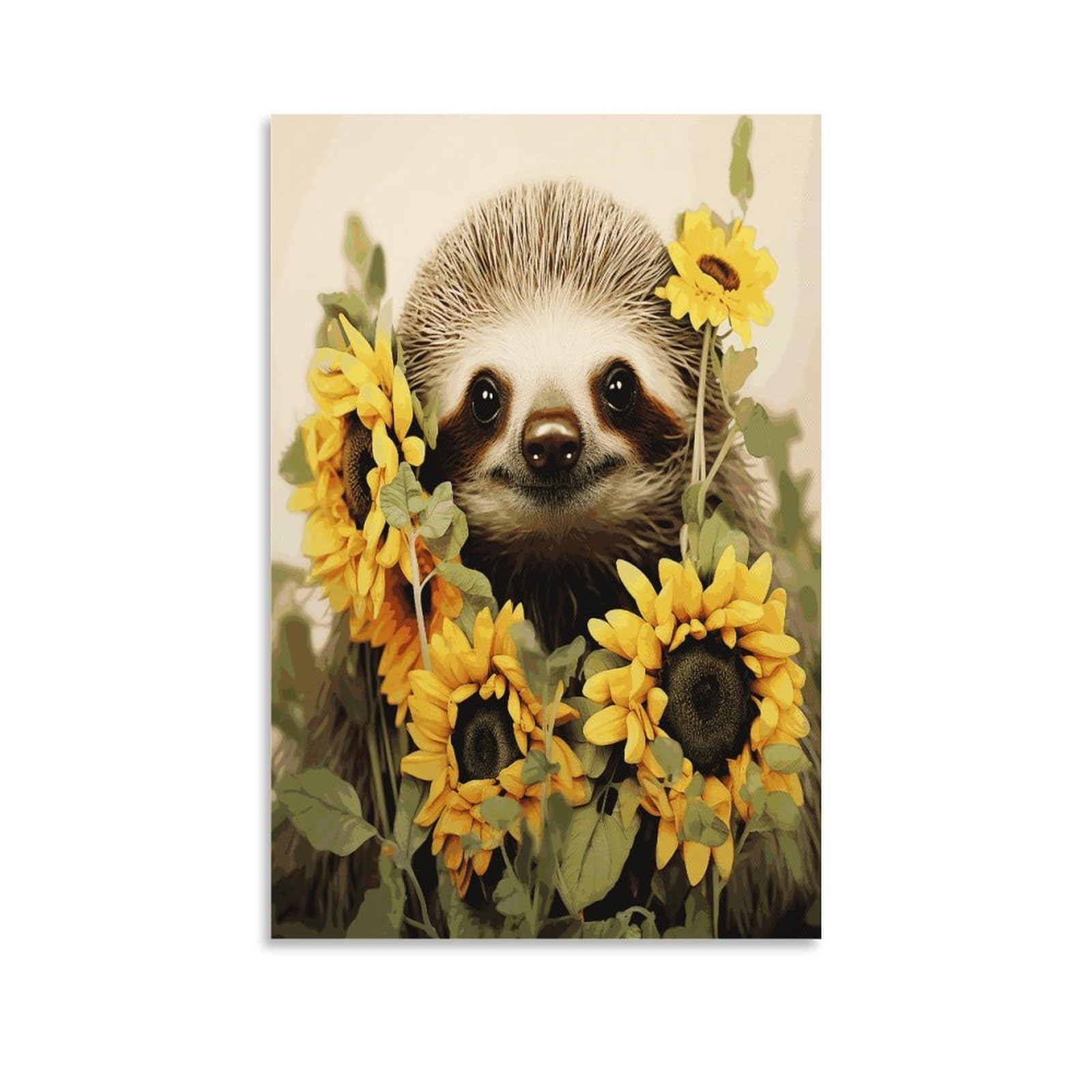 LDGSUPH Sloth Sunflower Canvas Wall Art Prints Hangable Decor Painting for Wall Prints Painting Artwork Modern Decorative Artwork Ready to Hang Wall Pictures for Home Decor 24x36inch(60x90cm)