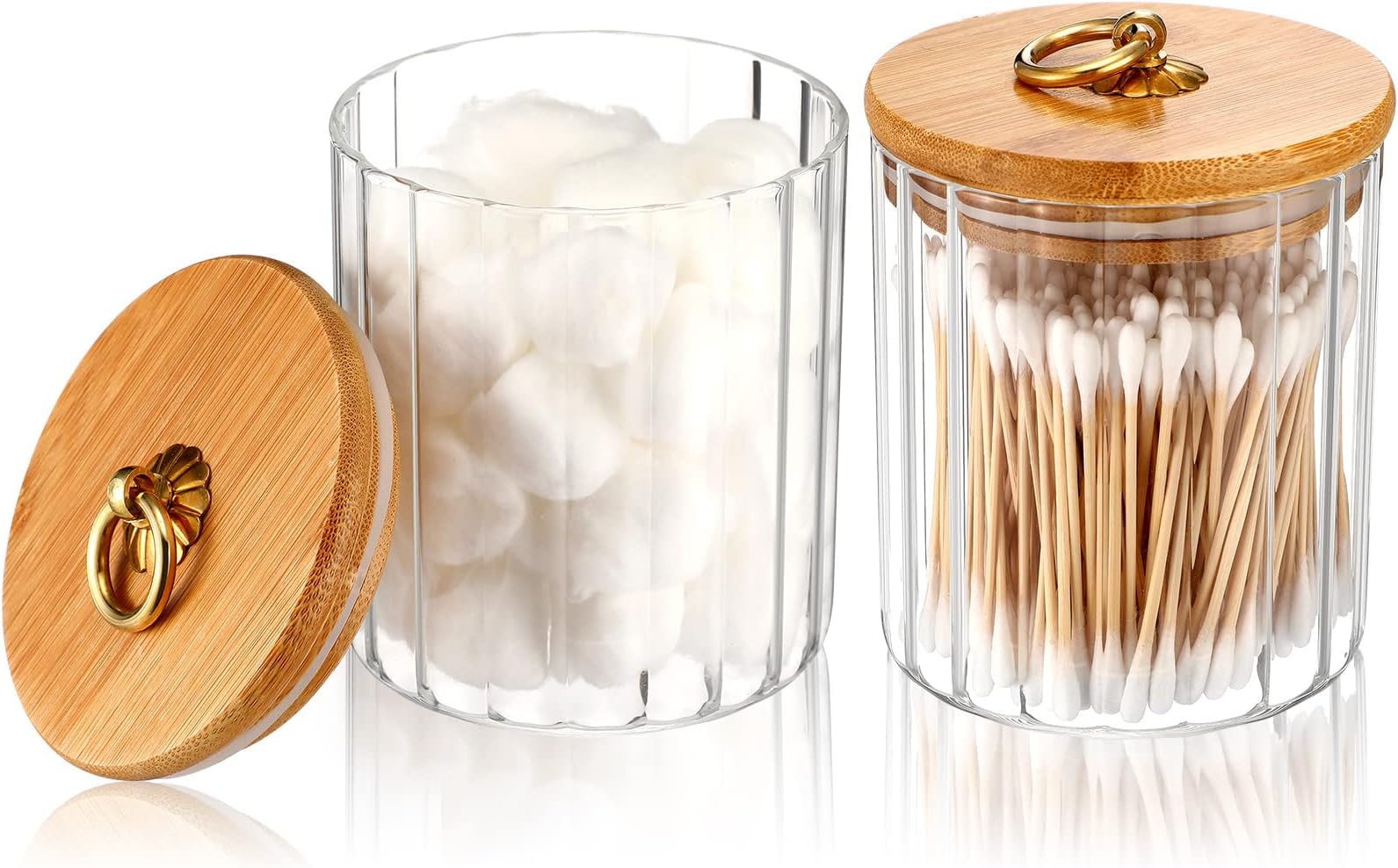 Amazon.com: Irenare 2 Pack Glass Jars with Bamboo Lids Bathroom ...