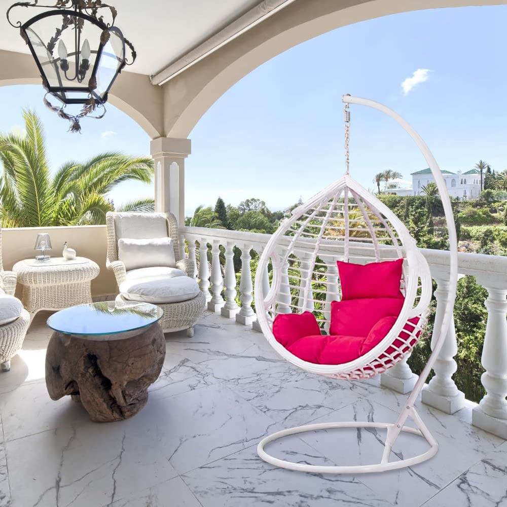 Warmiehomy Cojín para silla de columpio, cojín suave para colgar en el patio con almohada para colgar huevos en interiores al aire libre, silla de canasta, cojín para silla de huevo, color magenta