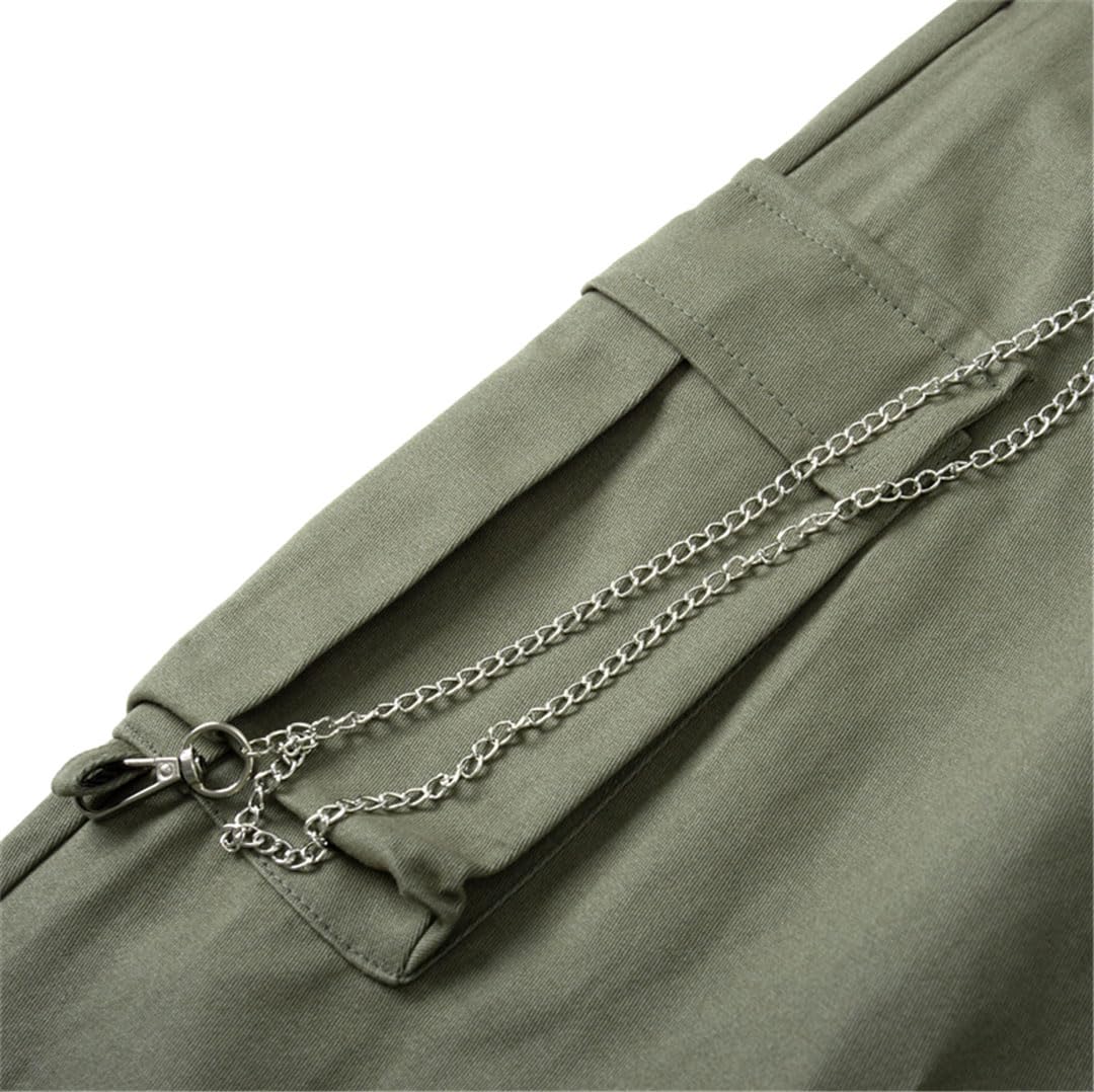 Vogrtcc Pantalones Rectos De Carga Al Aire Libre De Cintura Alta para Hombres Pantalones Casuales con Múltiples Bolsillos De Cintura Elástica