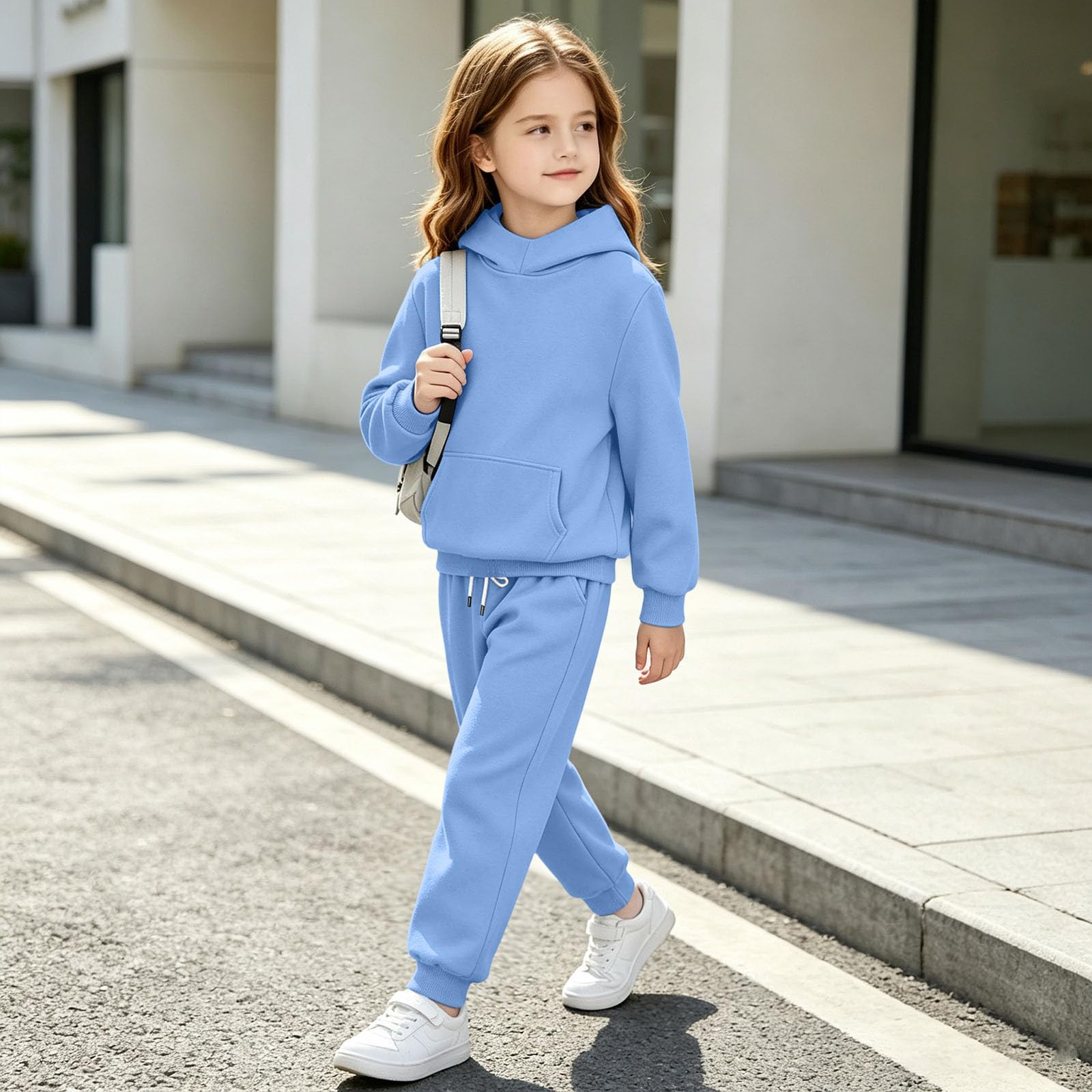 LUCKME Chandal Niño Niña,Conjunto de Sudadera con Capucha y Pantalón Jogger | Ropa Deportiva 2 Piezas Otoño e Invierno, Sudadera Manga Larga y Pantalones con Bolsillos, Chándal Infantil 4-15 años