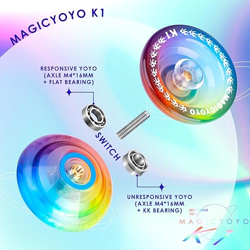 Miniatura 5 de MAGICYOYO Yoyo Yos receptivos y que no responden para niños principiantes e intermedios avanzados PRP de doble propósito con kit de rodamientos + 12