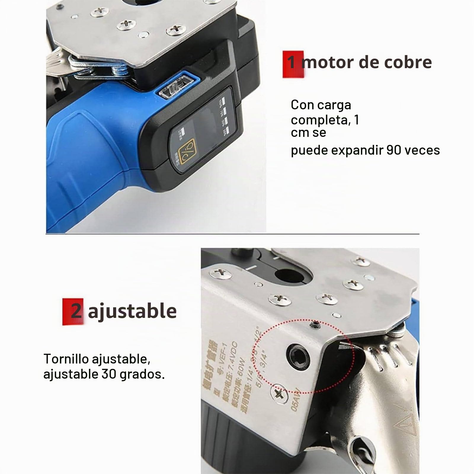 Kit de Herramientas de Abocardado Eléctrico,Herramienta de Abocardado de Cobre de 1/4" - 3/4",Abocardador Tipo Excéntrico de 45° 2000 mAh,Herramienta de Expansión para Tubos de Cobre