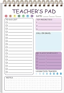 Teacher Notepad - Teacher To Do List Notepad, Spiral Checklist Notebook Organizer for Teachers Notes Task Appointment, Teacher Appreciation Gifts, 5.8'' x 8.3'', Purple