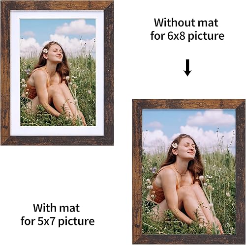 Vista 52 de EYMPEU Portarretratos de 5 x 7 pulgadas con paspartú, de madera negra, para exhibir fotos de 5 x 7 con paspartú o fotos de 6 x 8 pulgadas sin