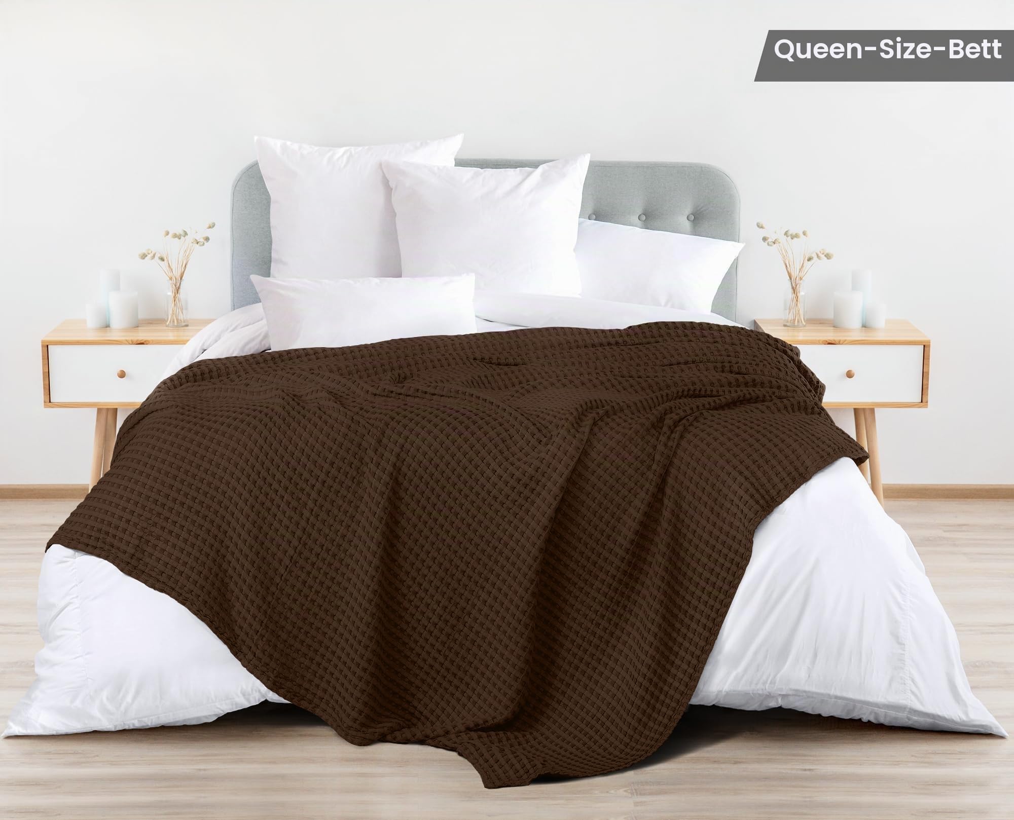 Utopia Bedding Baumwoll WaffeldeckeSM (Braun - 228 x 228 cm) – Bild 2