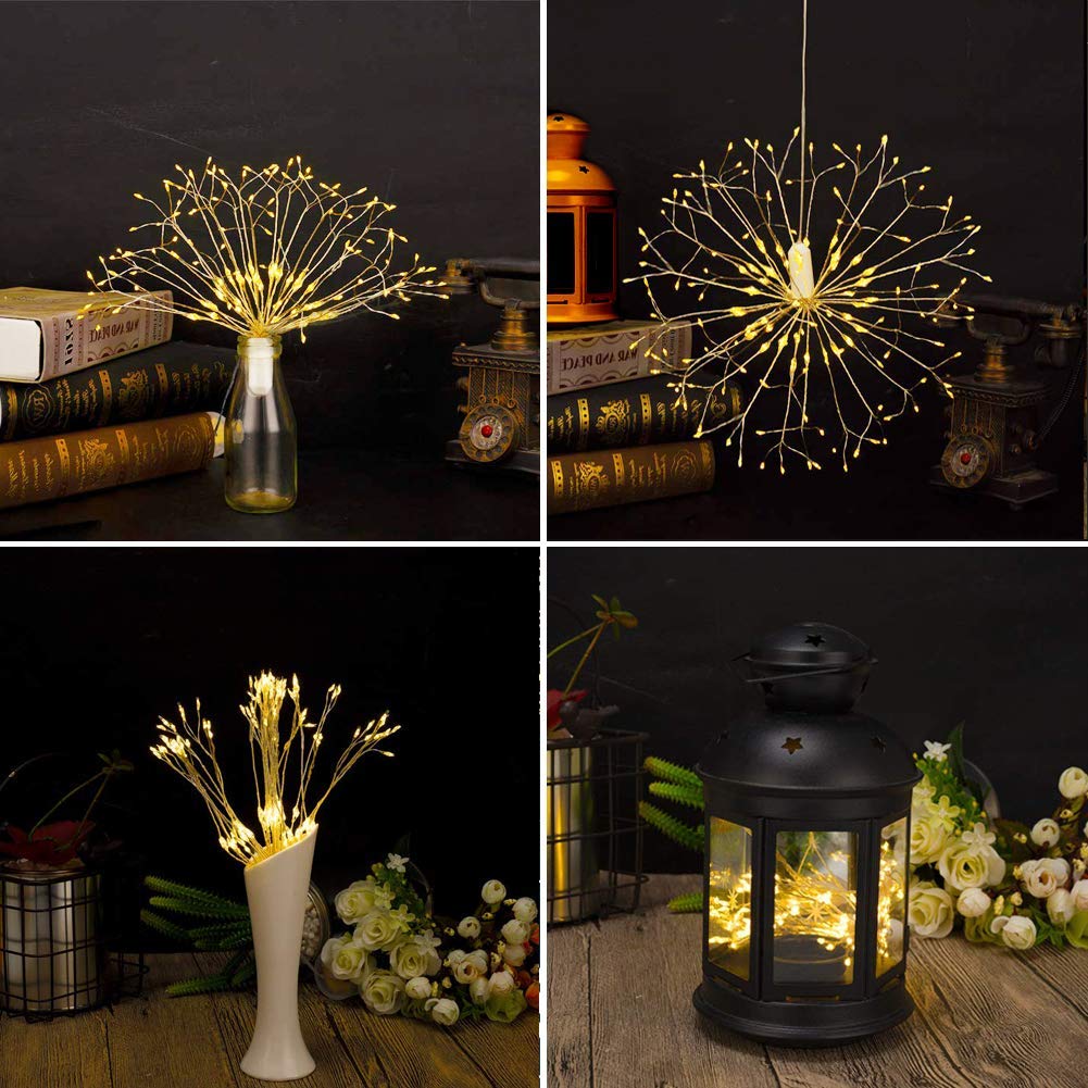 花火型ライト Amazon | 花火ライト198本のLED銅線花火ライト照明 電飾 部屋