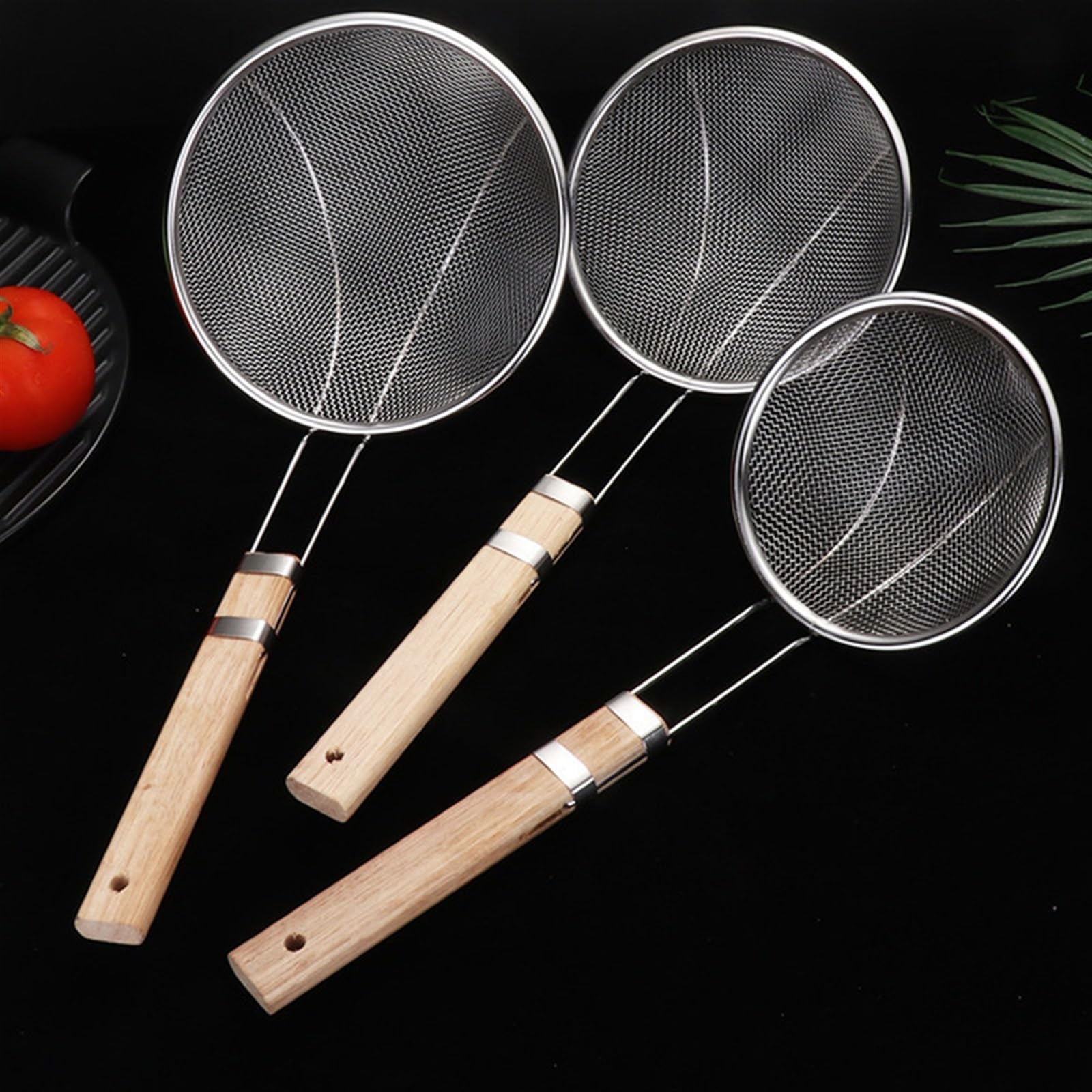 Tamis Cuisine Cuillères filtrantes en Acier Inoxydable de 7 Tailles, passoire à Frites, égouttoir à Nouilles, ustensiles de Cuisine(22CM)