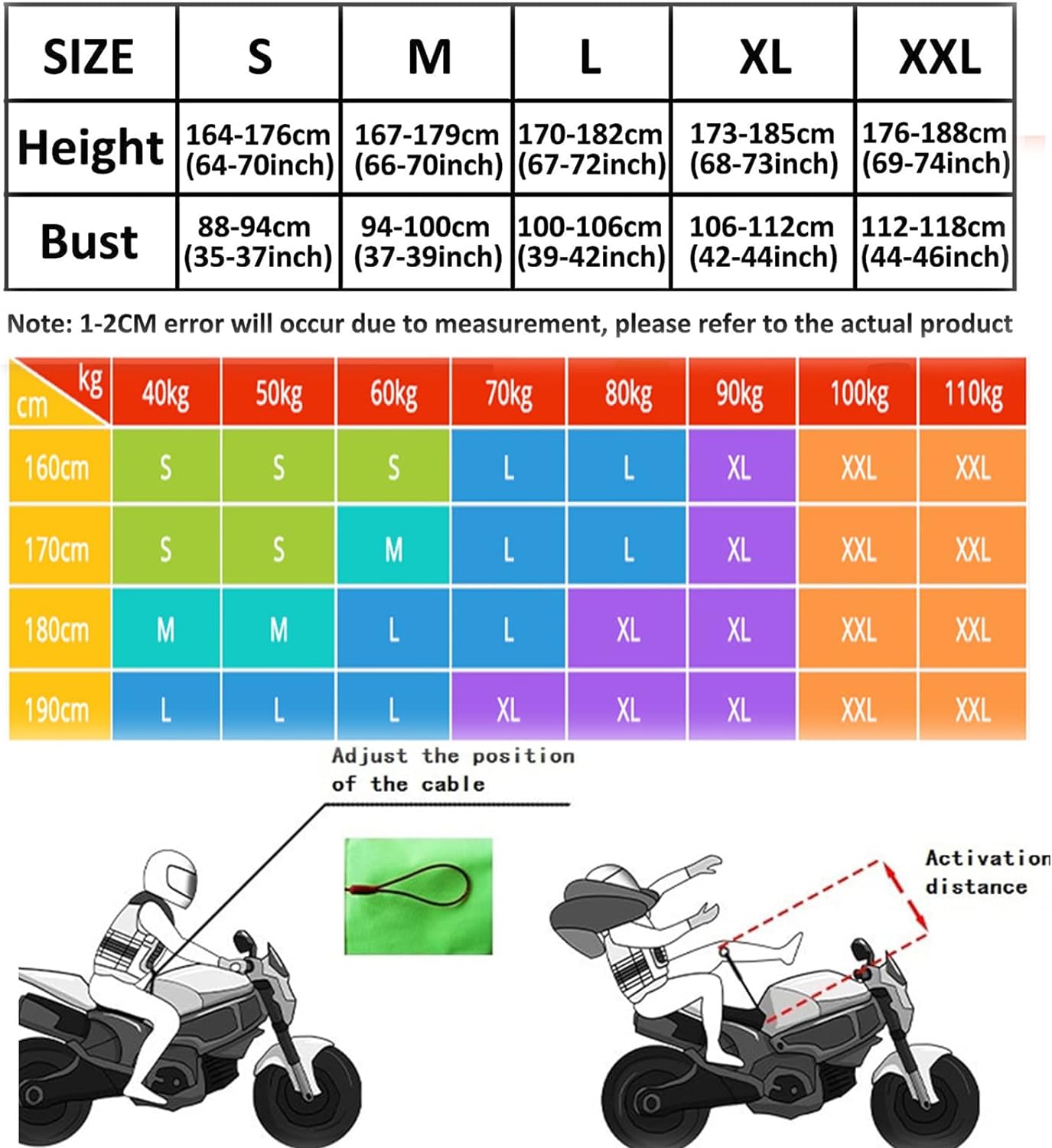Motorcycle Airbag Vest Reflective Motorcycle Inflatable Vest Automatic/Manual Inflation The All-Season Biker Jacket (Color : Green, Size : X-Large)