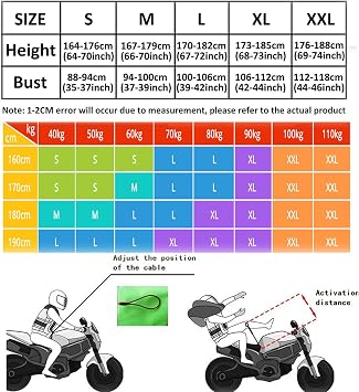 Motorcycle Airbag Vest Lightweight Reflective Riding Vest with Tail, Neck Airbag for Bicycles, Dirt Bike Riding Jackets (Color : Black, Size : Small)