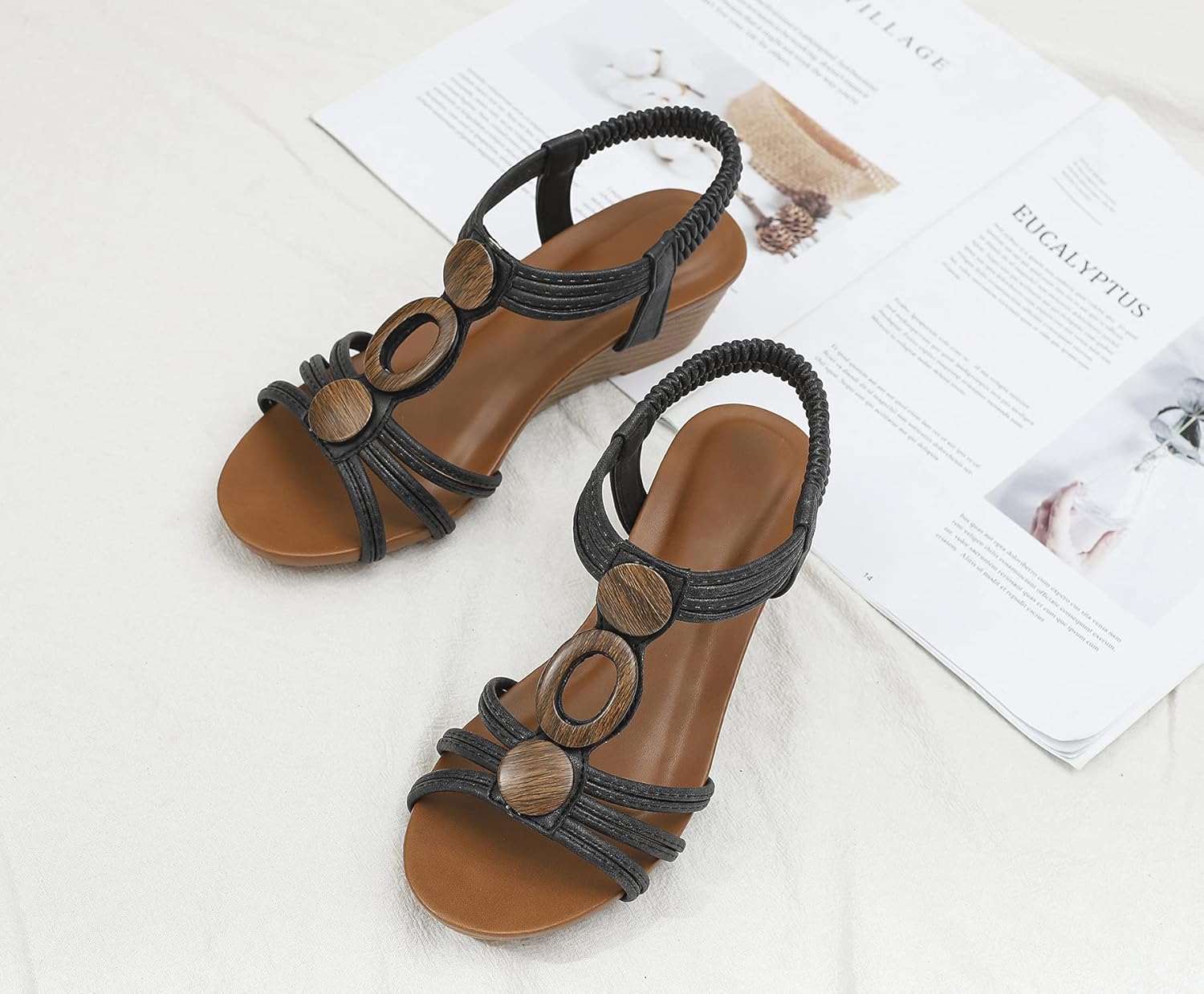 FRALOSHA Wedge Sandals for Women Dressy Open Toe Comfy Casual Summer High Heel Platform Breathable Beach Sandals - Image 4