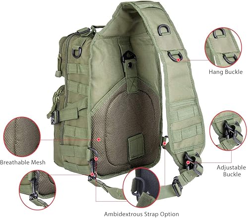 Miniatura 7 de Hopopower - Mochila Táctica con Bandolera, Mochila Militar con Hombro Rover, Bolsa Deportiva EDC con Rango de Asalto, Bolso de Pecho Impermeable