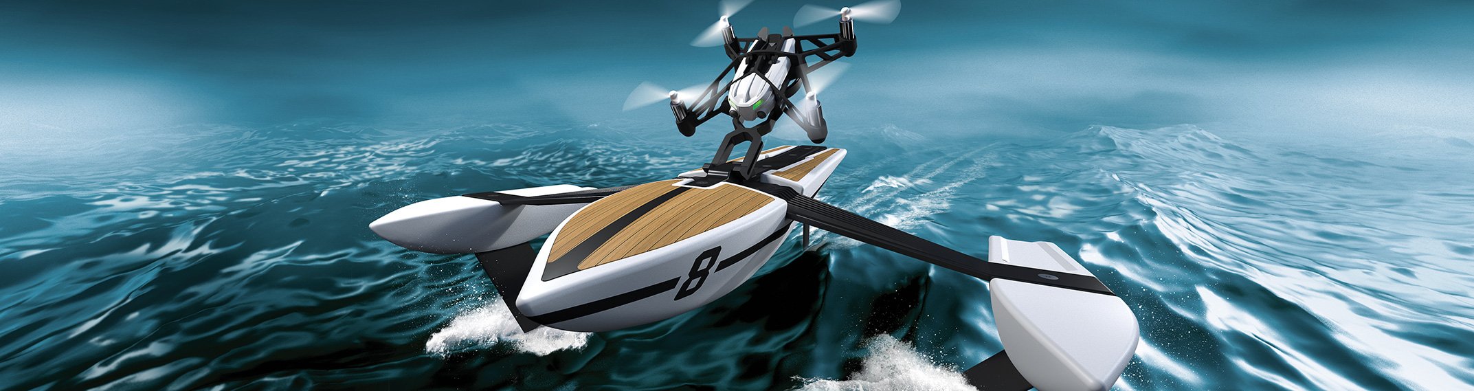 Parrot Hydrofoil New Z - Dron "dos en uno" para pilotar por aire y agua, cuadricóptero y barco (cámara vertical 30 FPS, 18 Km/h, 9 minutos de vuelo, 20 metros de alcance, programable), color blanco