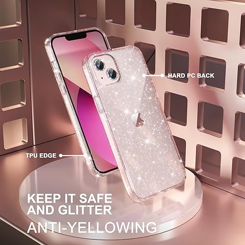 Miniatura 7 de Choiche Funda compatible con iPhone 13, funda brillante con purpurina para mujer, 2 protectores de lente de cámara de diamante cubierta protectora a