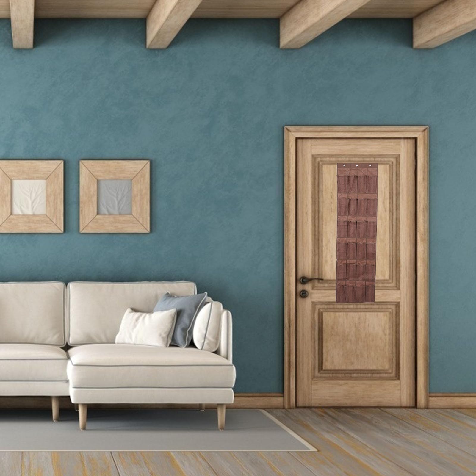 Zapatero para colocar sobre la puerta, tela no tejida de 24 unidades, color café, 48 x 168 cm, perfecto para oficina, baño o armario