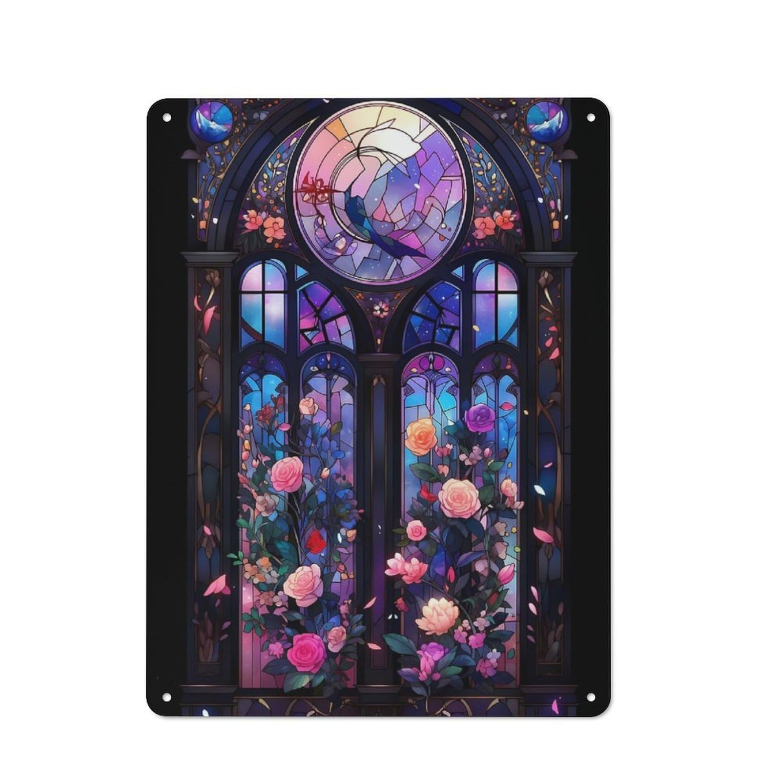 Junmoney Cherry Blossom Glass Rustic Metal Plaque 40X30cm For Hobby Room Or Studio, For Vintage Wall Decor Fans, For Garage And Workshop Walls