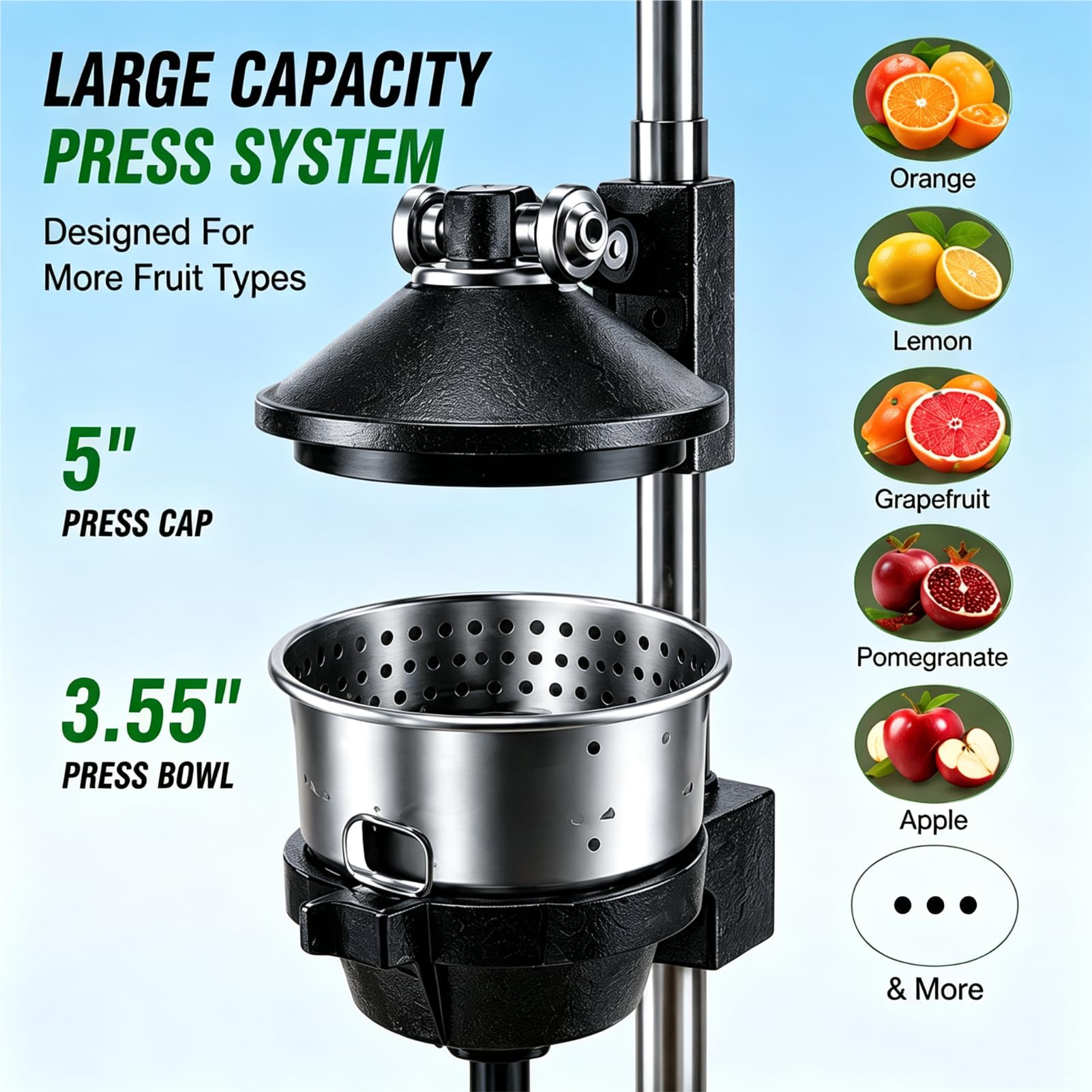 Professionale Ghisa Spremiagrumi Manuale con Manico Ergonomico Lung