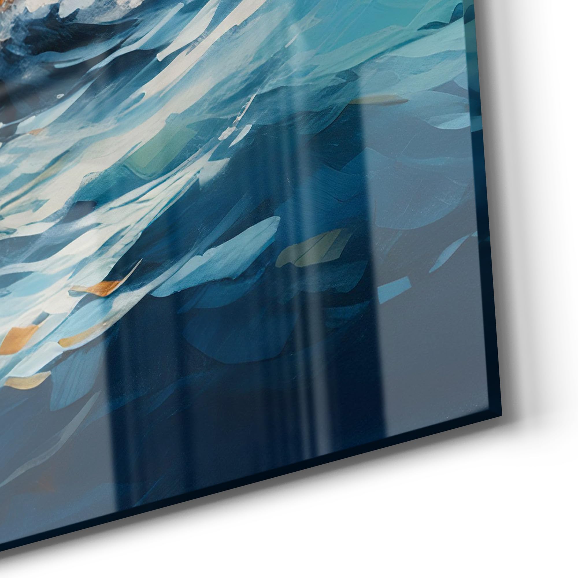 DEQORI Szklana tablica magnetyczna | wymiary 120 x 90 cm | motyw "Burzliwe jezioro" | tablica do notatek ze szkła | tablica magnetyczna z magnesami, długopisem i ściereczką do kuchni i biura | tablica