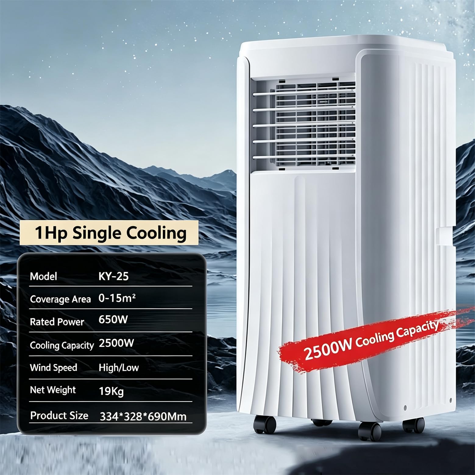 Przenośny Klimatyzator 4 W 1 12000BTU | Wydajne Chłodzenie I Osuszanie, Cicha Praca, Do Pomieszczeń Powyżej 32 M² (Ok. 350 Stóp Kw.), Zestaw Rury Wylotowej Do Okna