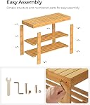 SONGMICS Shoe Rack Bench, 3-Tier Bamboo Shoe Storage Organizer, Entryway Bench, Holds Up to 130 kg, 28.7 x 70.1 x 45.3 cm, for Entryway Bathroom Bedroom, Natural ULBS04N