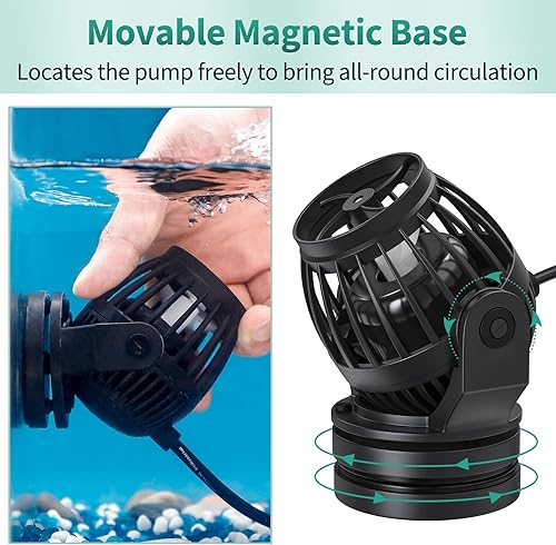 Miniatura 4 de Uniclife Fabricante de ondas de acuario de 2100 GPH para tanques de peces de 60 a 120 galones, bomba de circulación ajustable con controlador y