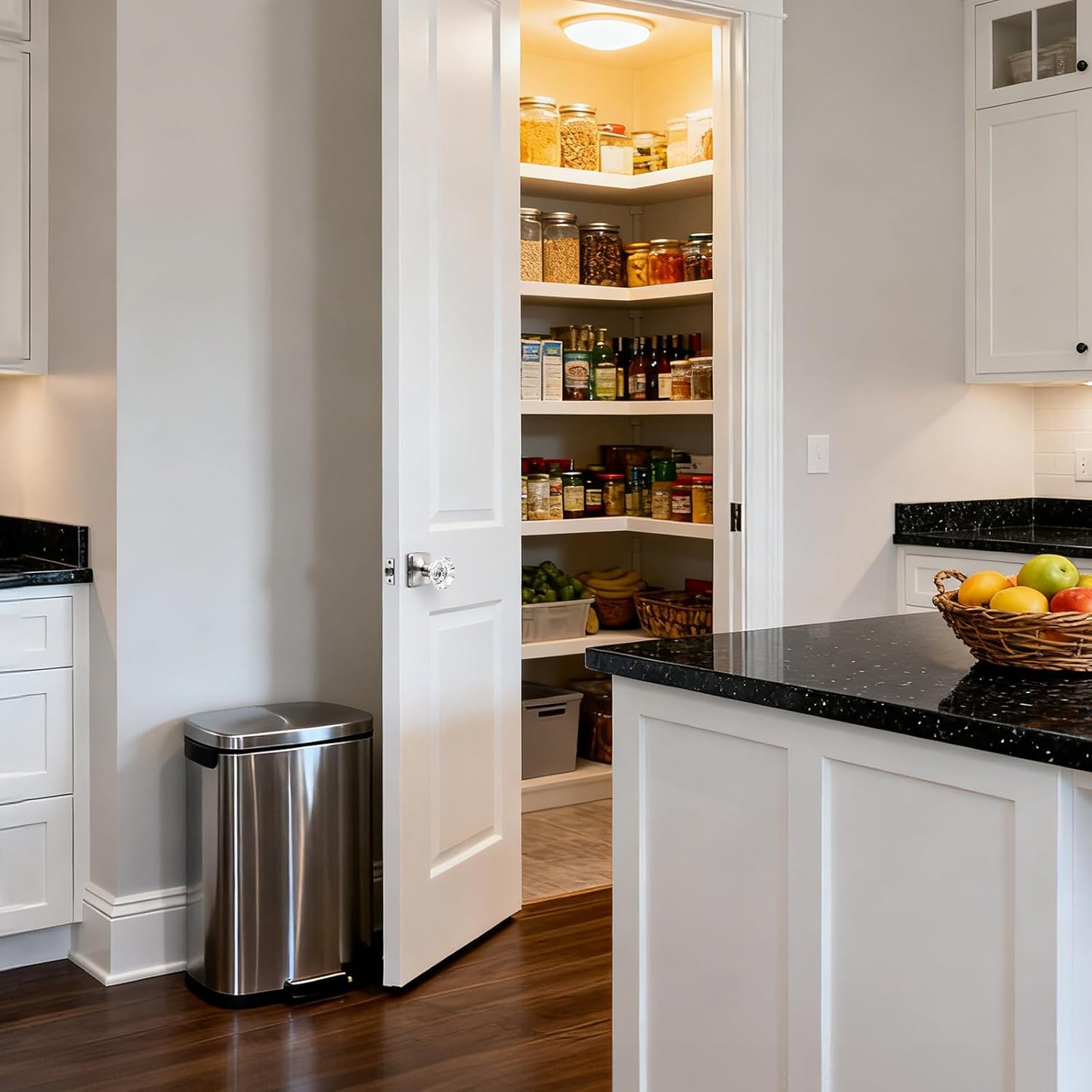 Orger Passage Door Knobs,Modern Glass Door Knobs, Keyless Stain Nickel Interior Door Handles Zinc-Alloy Heavy Duty for Closet Hallway 5Pack