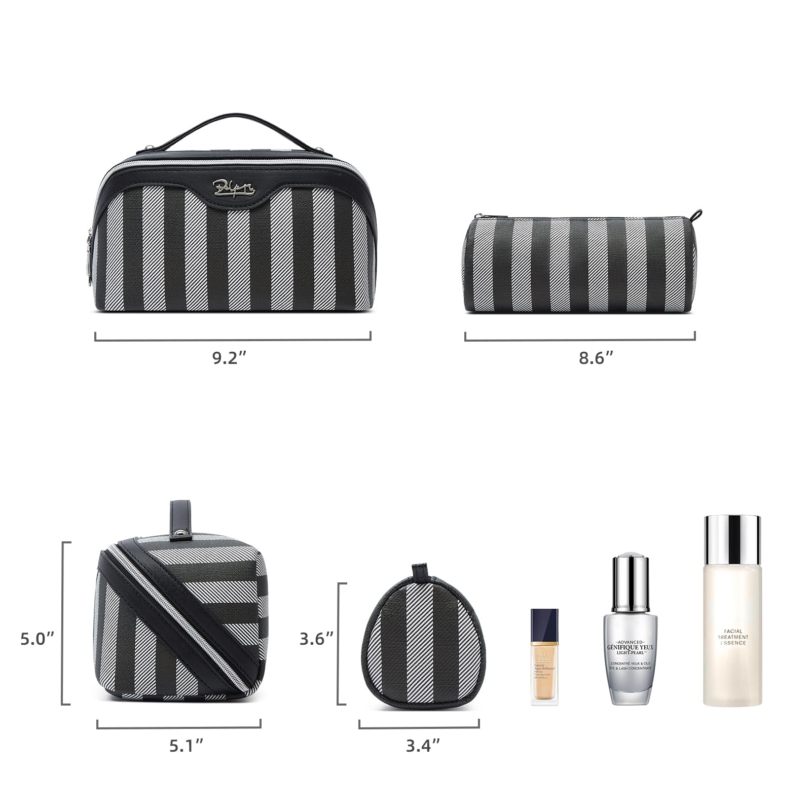 BOYATU 3-Piece Travel Makeup Bag Set with Compartments