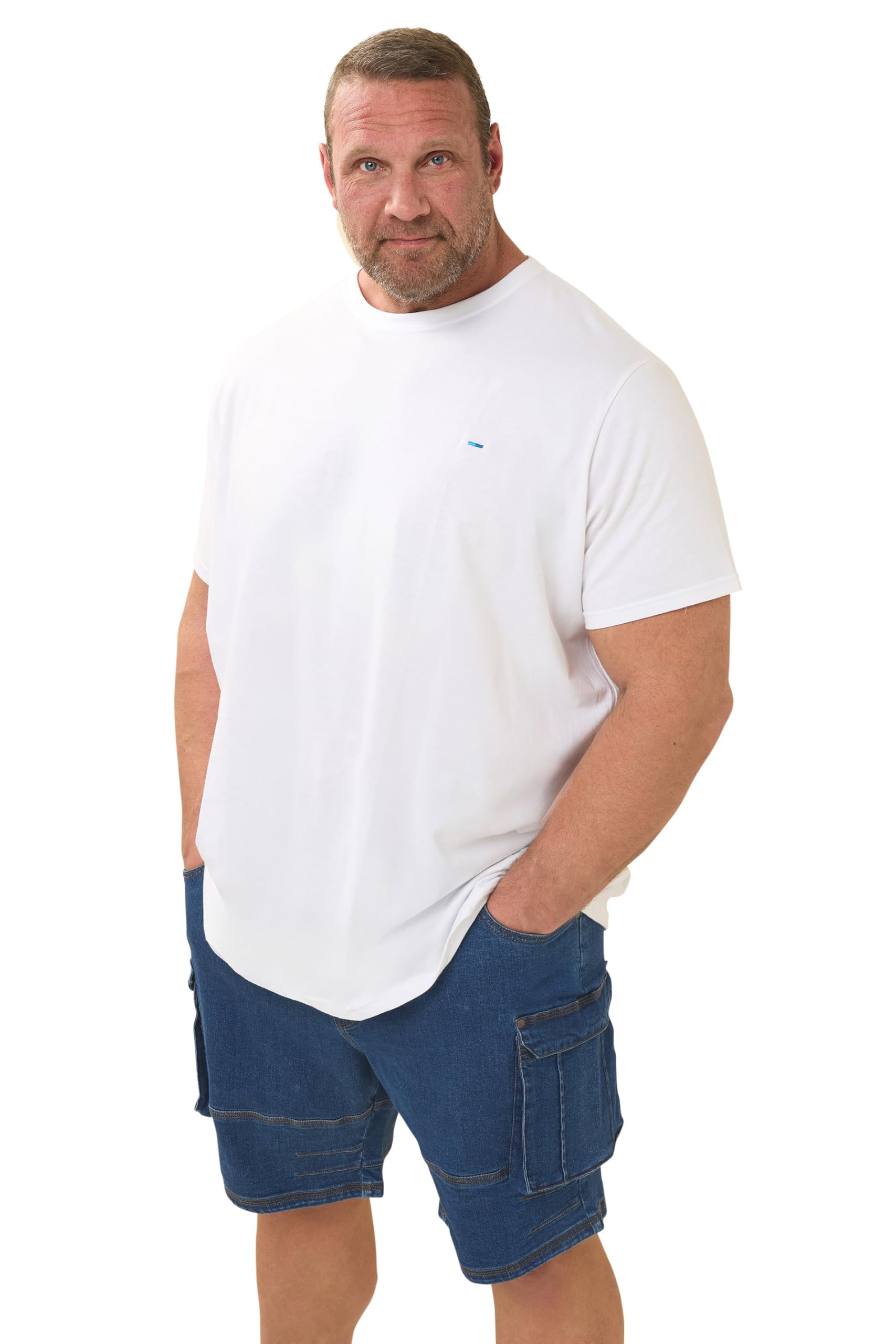 BadRhino Big & Tall Blue Elasticated Cargo Denim Shorts - Men's - Plus Size Curve