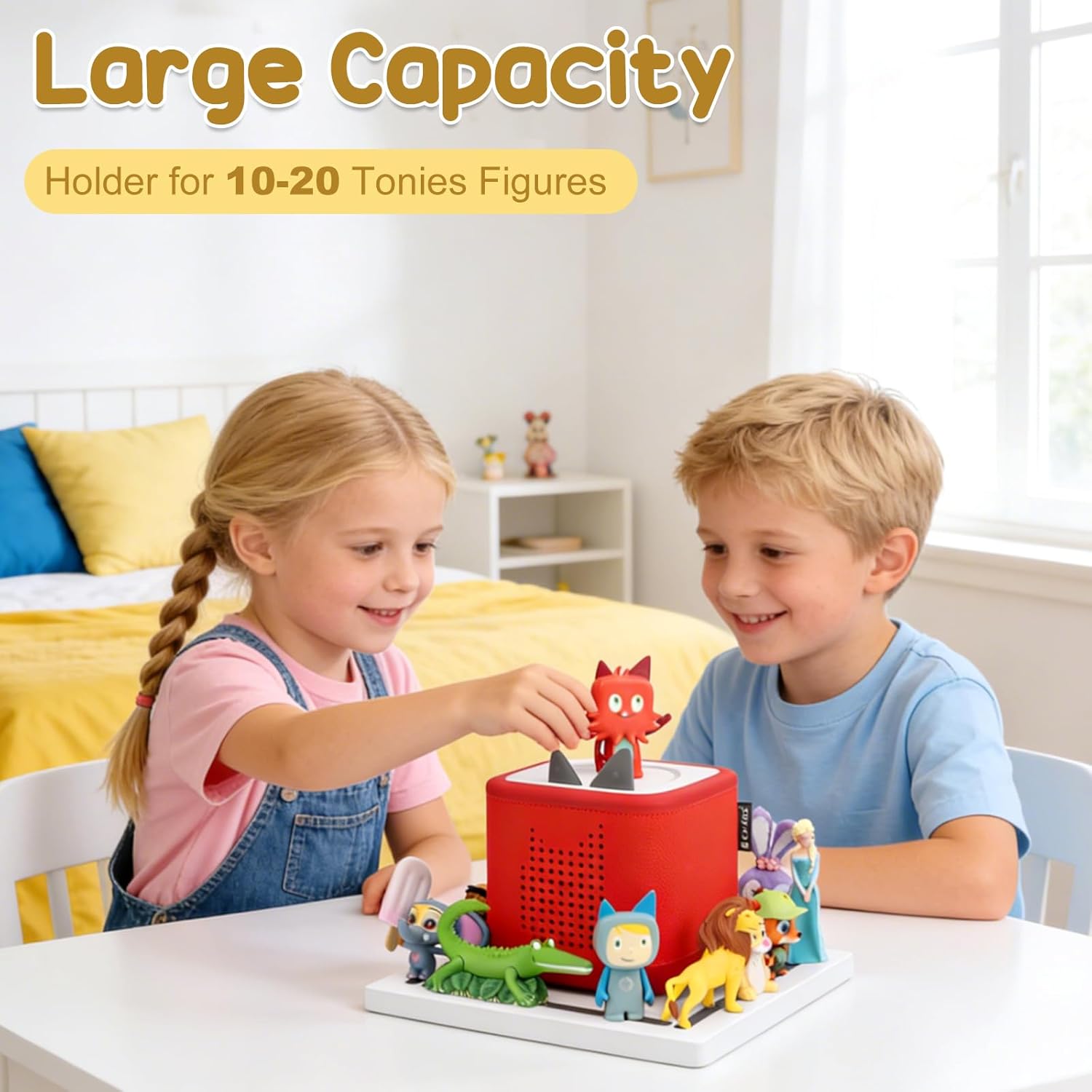Taladad for Tonie Shelf, Tonies Storage for Toniebox 2/ Toniebox 1 Tonie Figures Creative Tonies Magnetic Shelf for,Tonie Box Player 10-30 Characters (White)