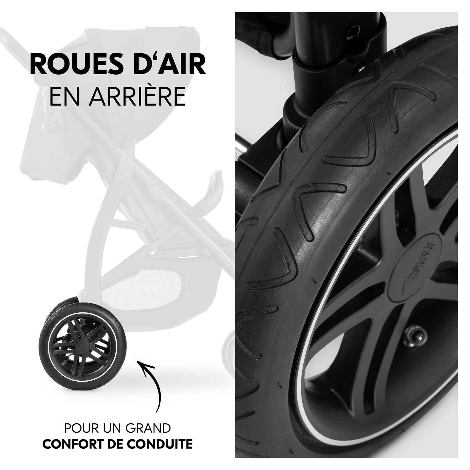 hauck Poussette Canne Rapid 4D Air, de la Naissance à 22 kg, Inclinable, Roues Pneumatiques à l'Arrière, Roues Caoutchouc à l'Avant, UPF 50 +, Hauteur Réglable, Panier jusqu'à 3 kg, Noir