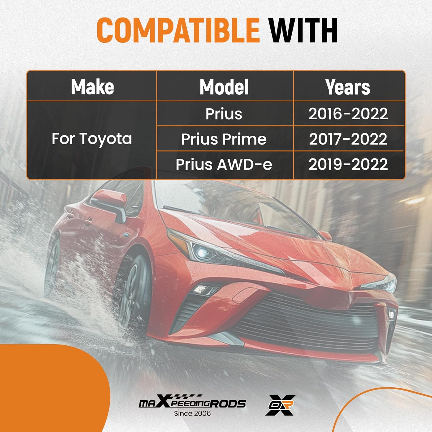 maXpeedingrods 2 PCS Rear Quarter Moldings Left and Right Compatible with Toyota Prius 2016-2022, Prius Prime 2017-2022, Rear Triangular Cover Plate Replacement for 62505-47012 62506-47012 62505-47011